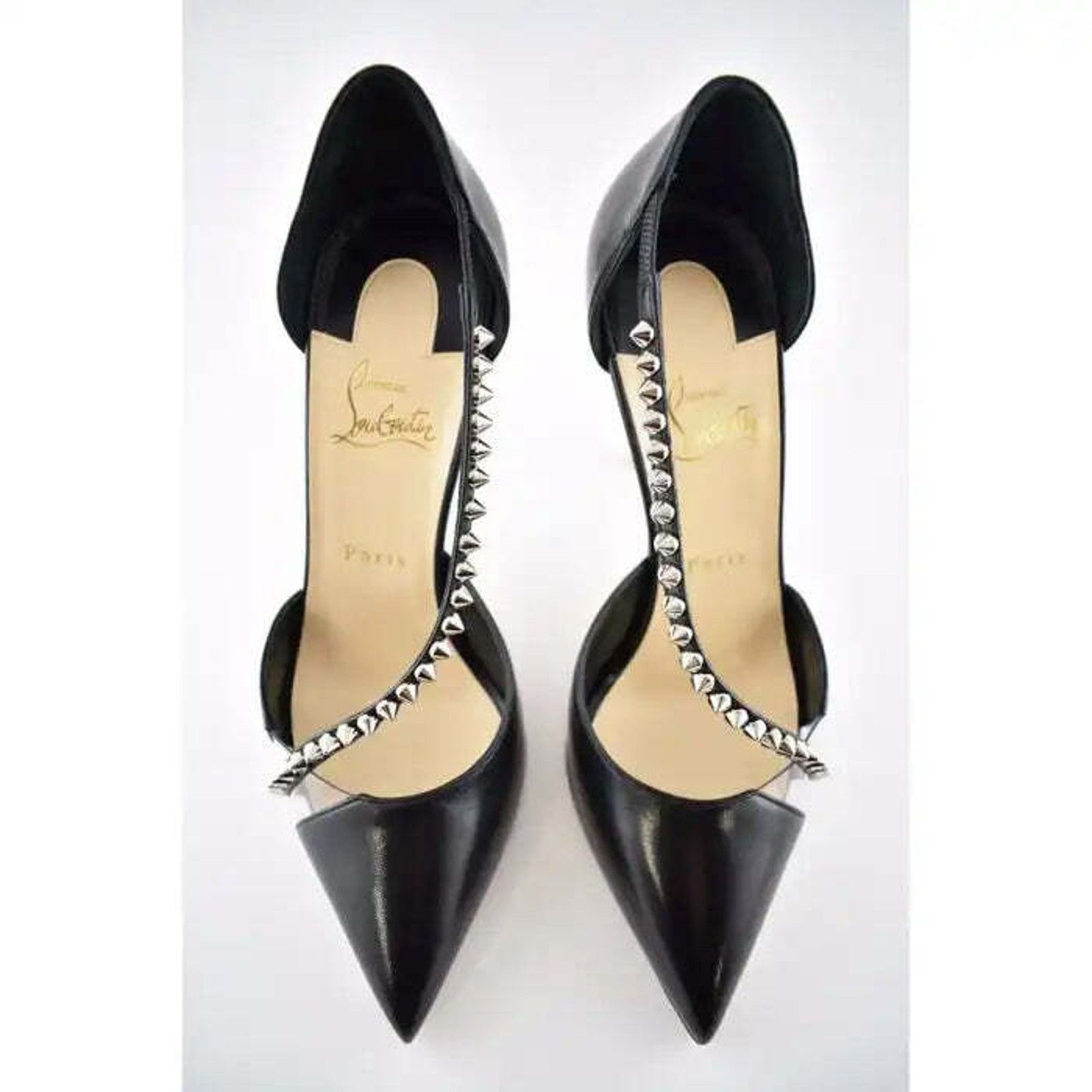 Christian Louboutin Christian Louboutin Spike Cross 100 Black PVC Silver Size US 5.5 / IT 35.5 - 8 Thumbnail