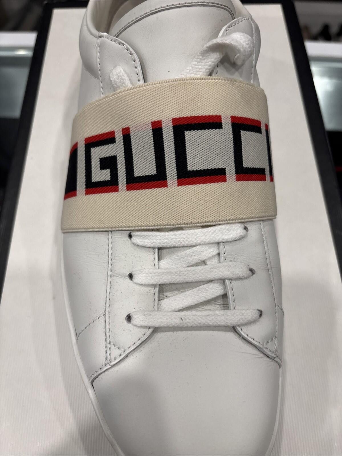 Gucci Men’s Gucci New Ace Leather Size 10 1/2 Luxury Shoes Size US 10.5 / EU 43-44 - 3 Thumbnail