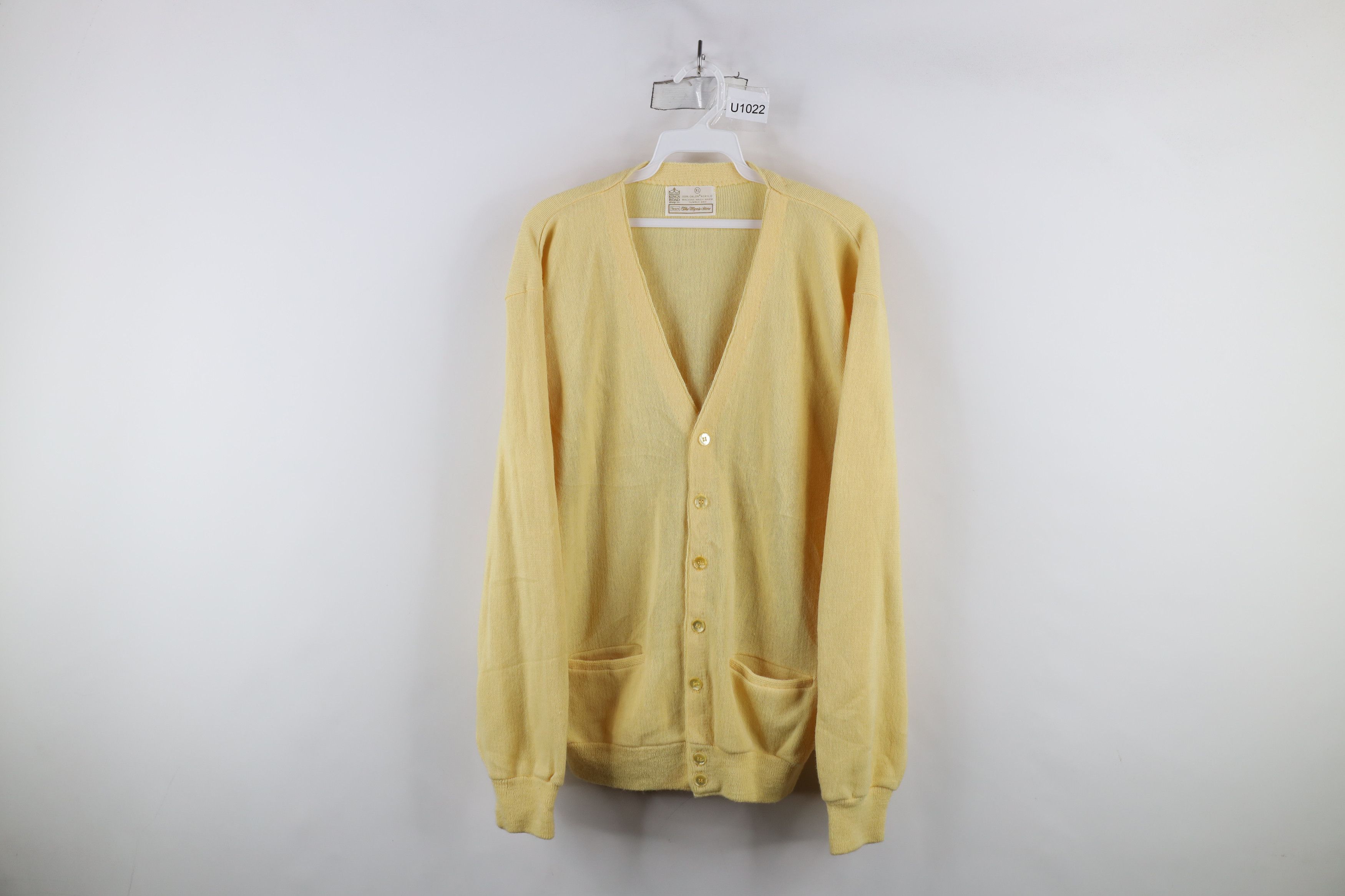 Vintage Vintage 60s 70s Streetwear Knit Cardigan Sweater Yellow USA Size US XL / EU 56 / 4 - 1 Thumbnail