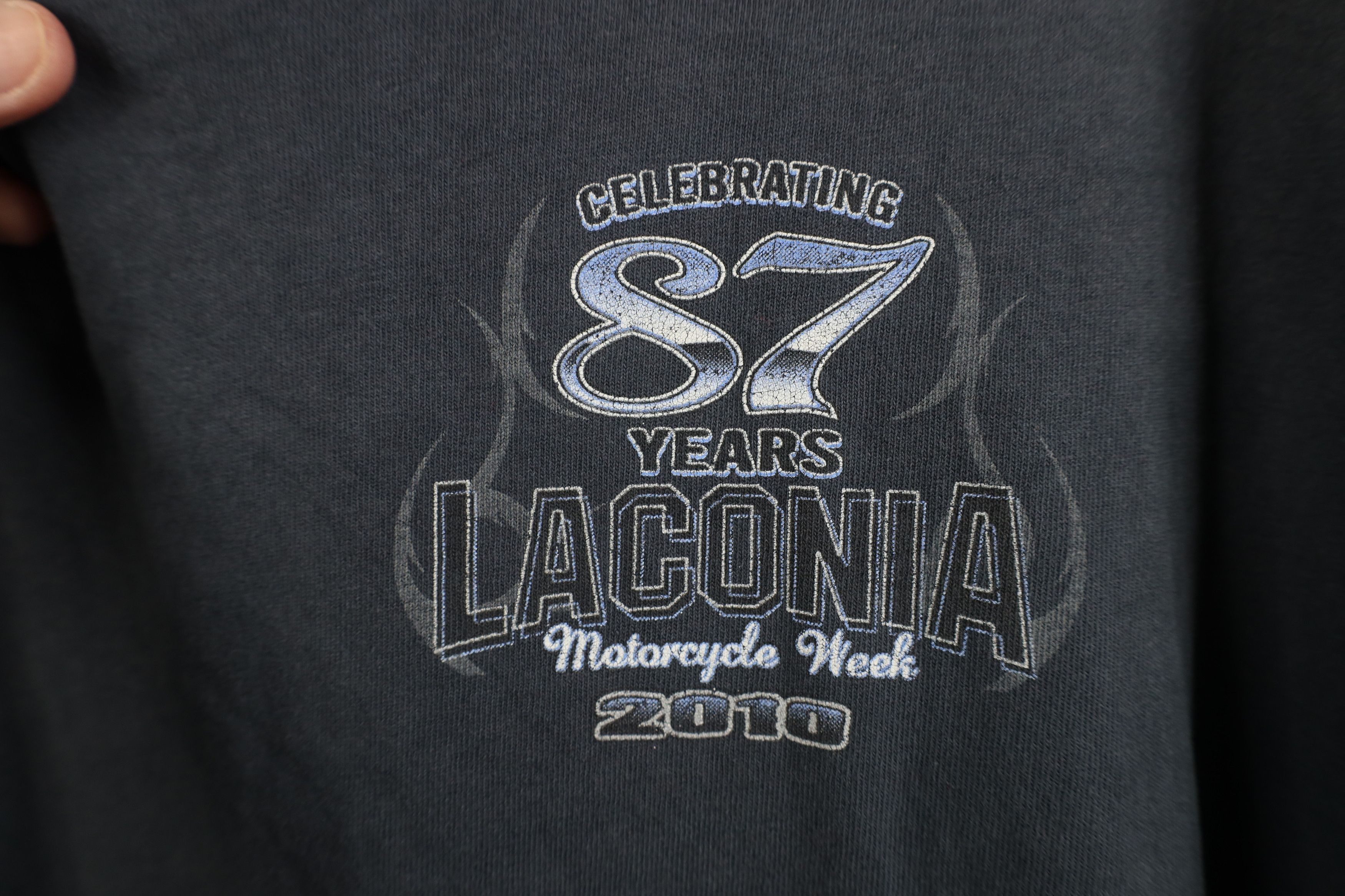Vintage Vintage Y2K 2010 Laconia Motorcycle Week Skeleton 69 T-Shirt Size US XL / EU 56 / 4 - 7 Thumbnail