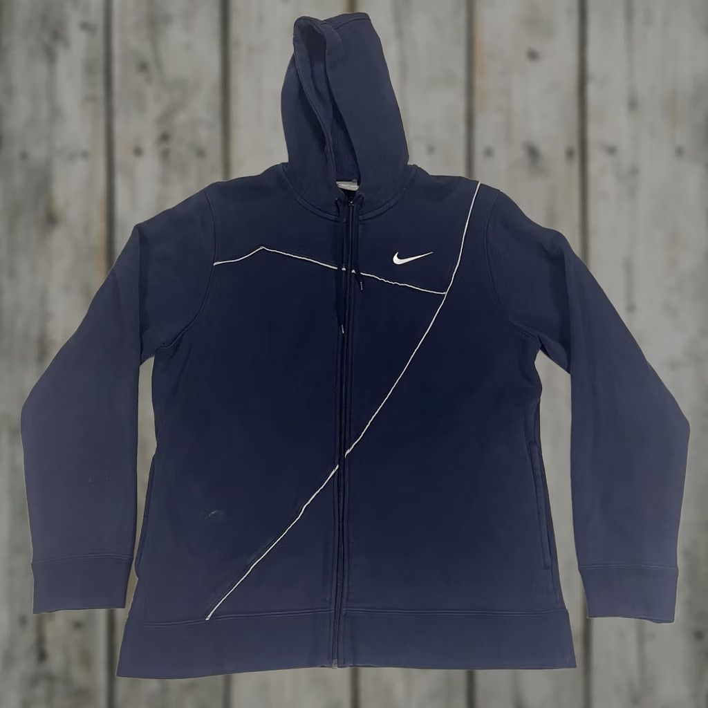 Nike VINTAGE Nike Full Zip Sweatshirt Hoodie L Navy Blue White Size US L / EU 52-54 / 3 - 1 Thumbnail
