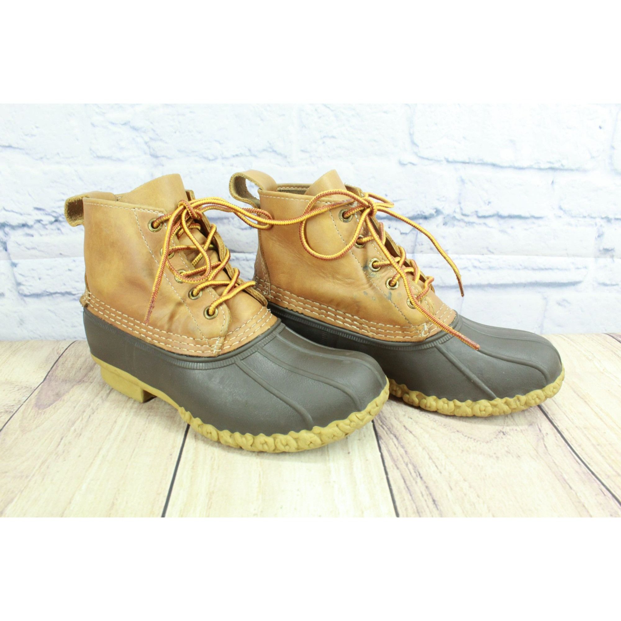 Leather LL Bean Women's Leather Unlined Ankle Duck Boots Size 6 M Size US 6 / IT 36 - 3 Thumbnail