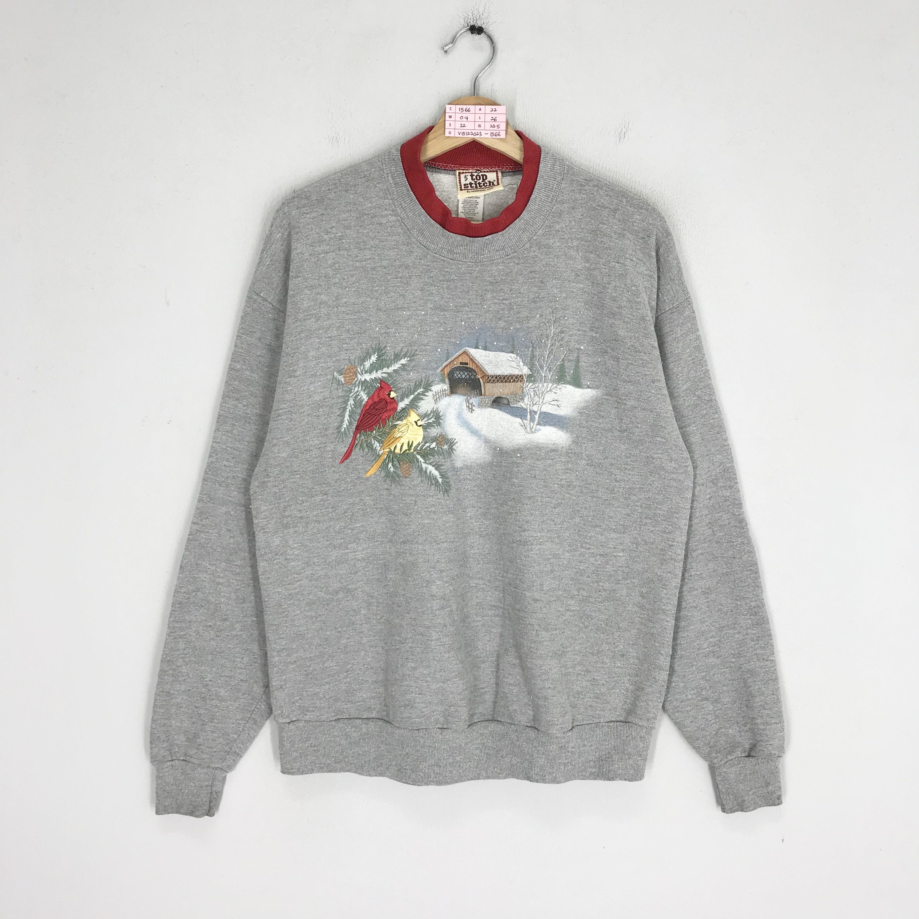 Arts & Science Vintage 90s Morning Sun Cardinal Bird Snow Sweater Size US L / EU 52-54 / 3 - 1 Thumbnail