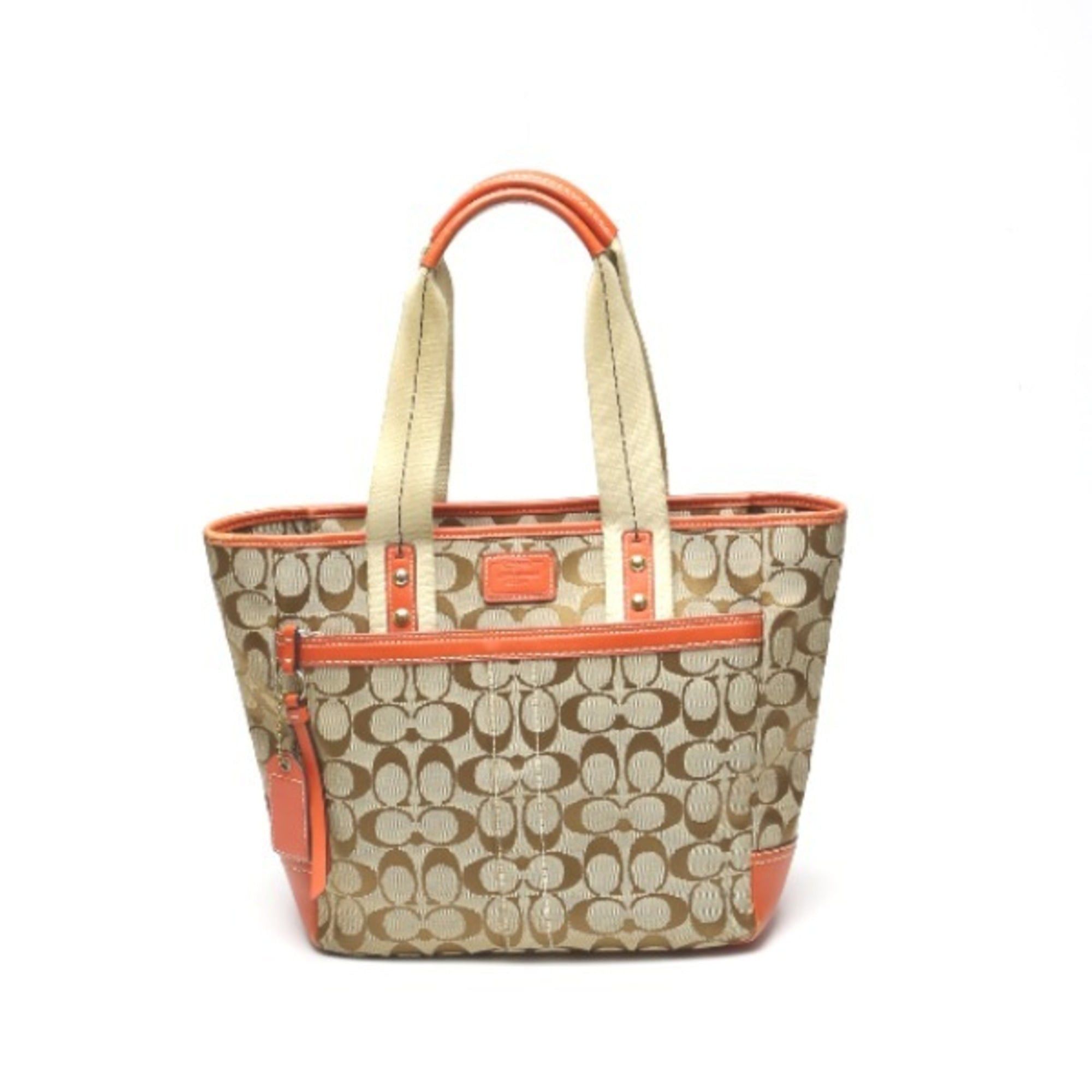 Coach Coach Signature Canvas Shoulder Tote Bag with Leather 8679 in Orange Size ONE SIZE - 1 Thumbnail