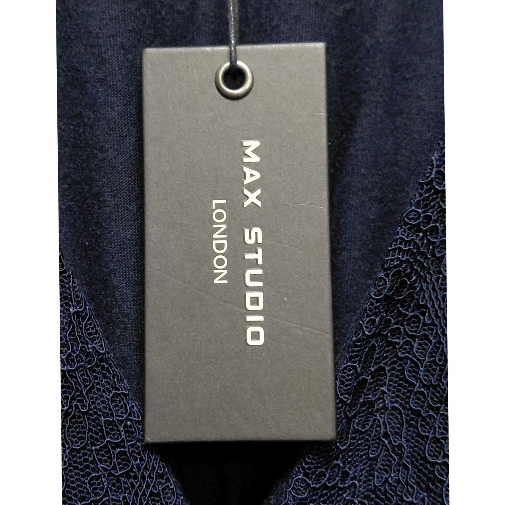 Vintage NWT Max Studio Navy Lace Ruffle Long Sleeve Dress | Size M | Women, A-Line, Party/Cocktail, V-Neck, Sheer Sleeves, Lined Body Size M / US 6-8 / IT 42-44 - 7 Thumbnail