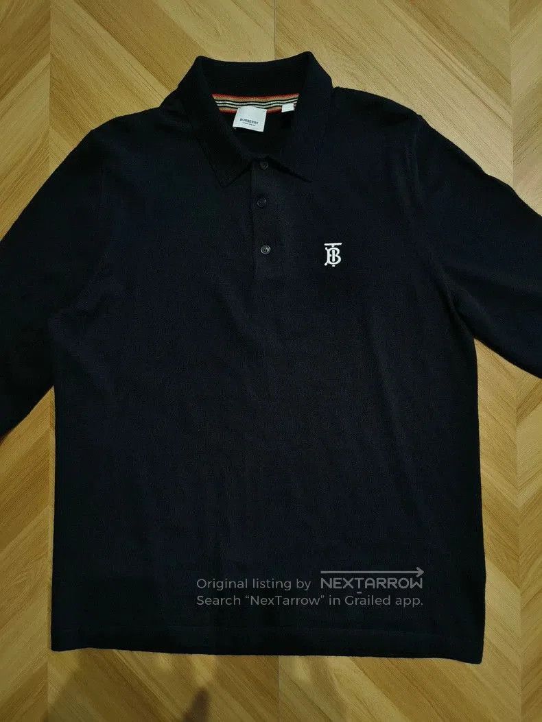 Burberry Wool Knit Long Sleeve Polo.