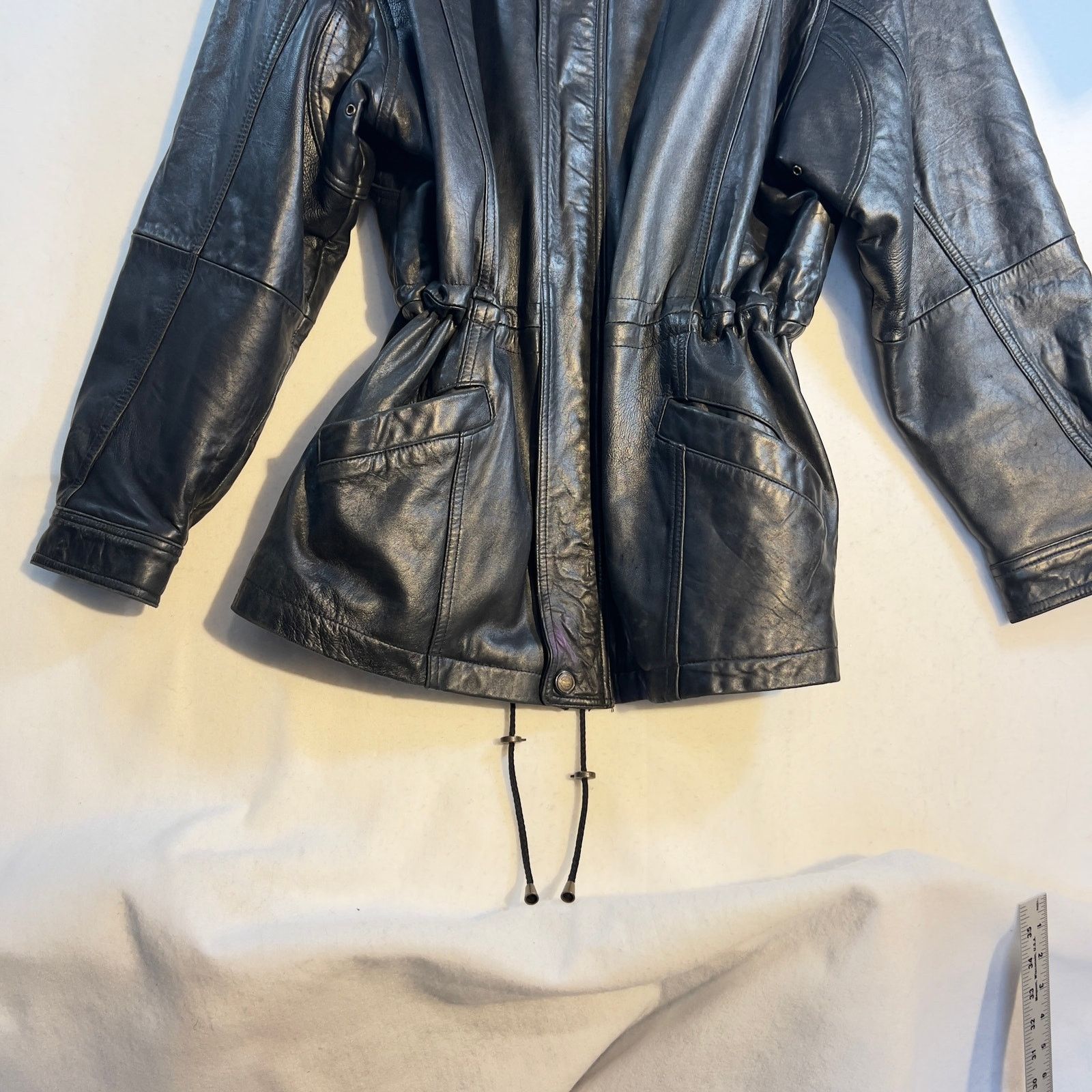 Other Colebrook Co. Lined Leather Coat Mens Large Drawstring Waist Size US L / EU 52-54 / 3 - 8 Thumbnail