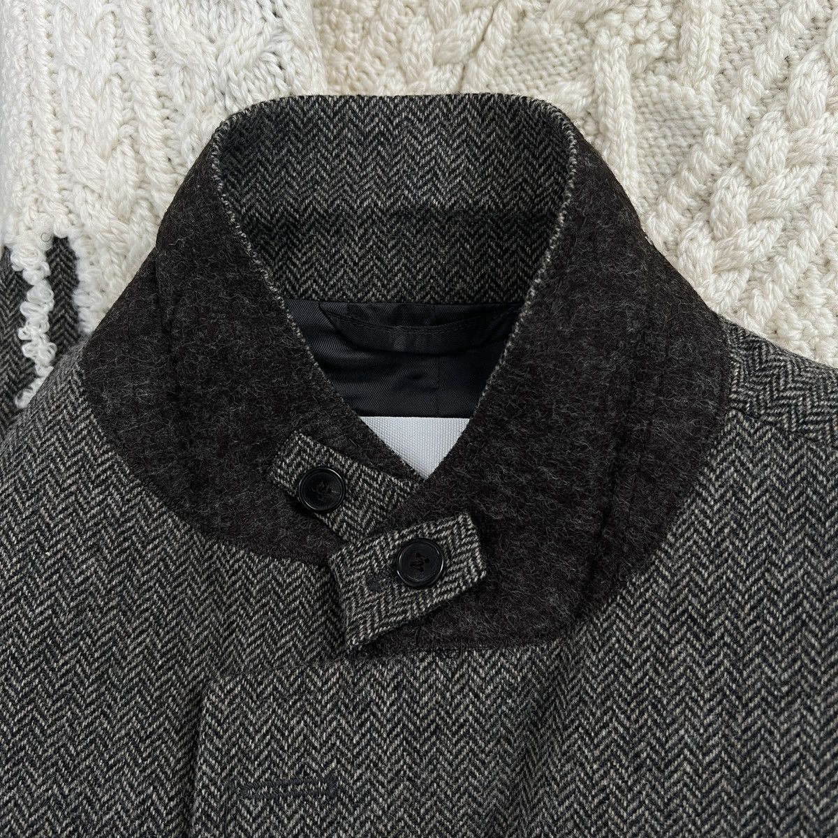 Maison Margiela Two-Tone Herringbone Degrade Wool Knit Jacket Size 42L - 6 Thumbnail