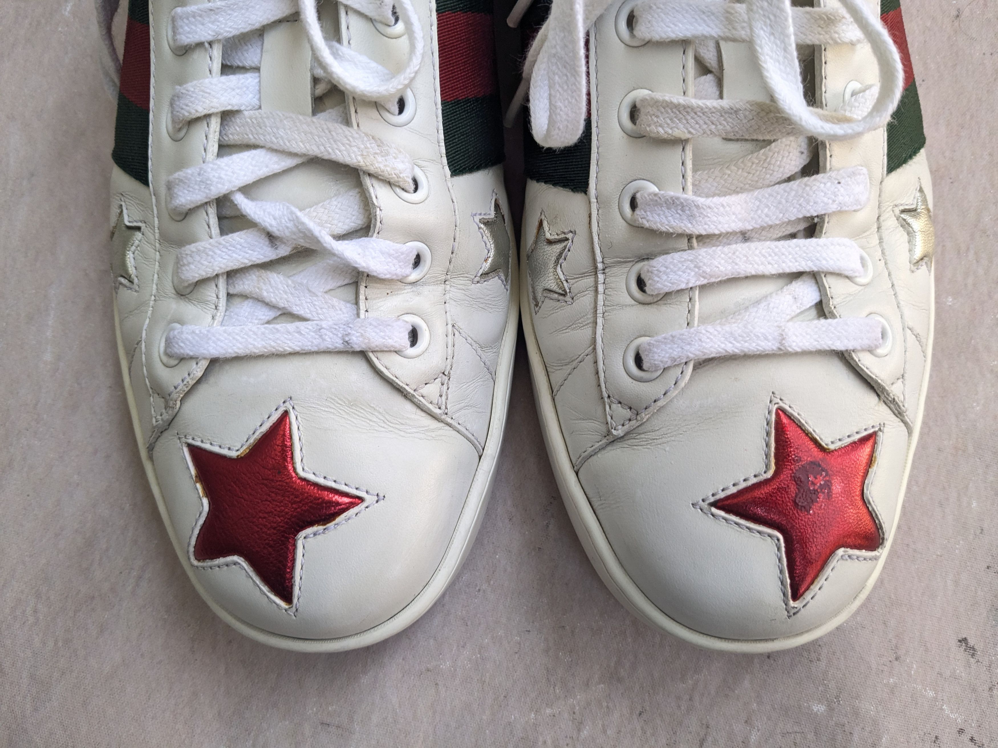 Gucci Gucci Ace Sneakers White 9.5 Stars Low Tops 452502 Size US 9.5 / EU 42-43 - 5 Thumbnail