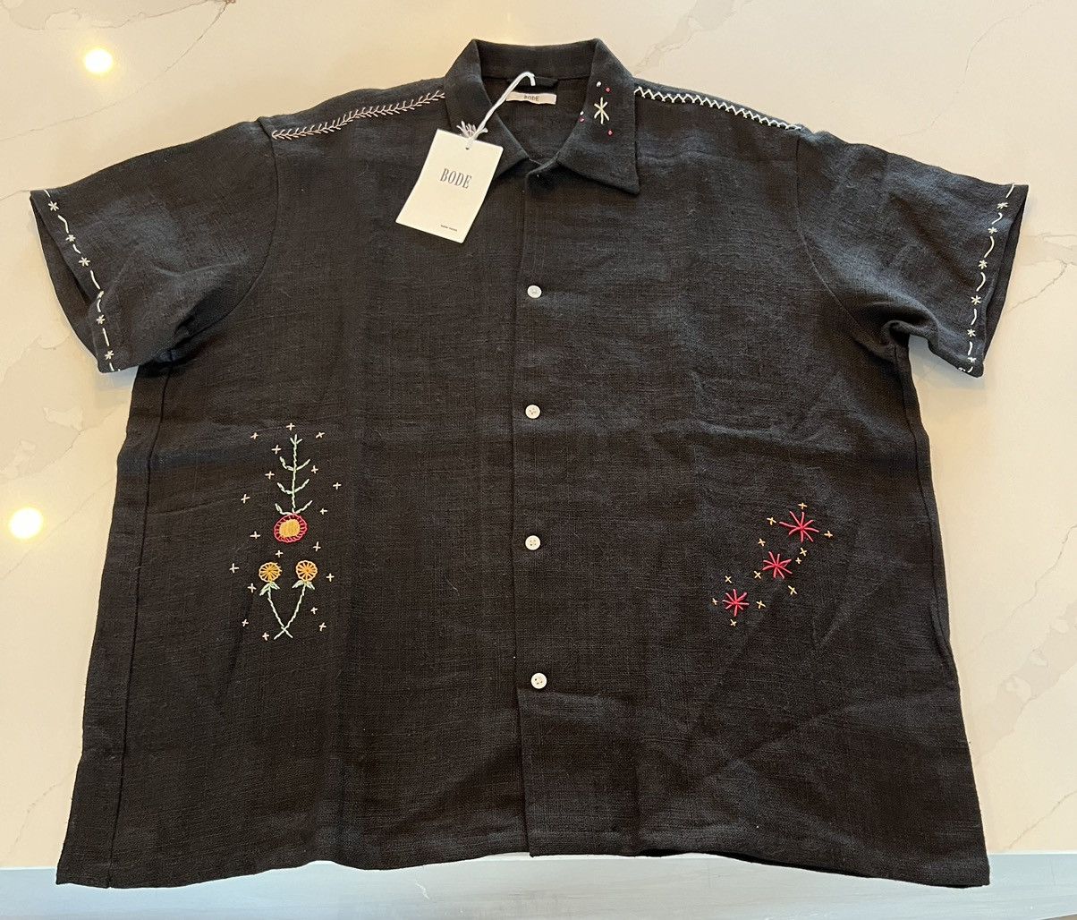 Bode New 1 of 1 Bengali Embroidered Indian Linen Black Shirt L/XL Size US L / EU 52-54 / 3 - 5 Thumbnail