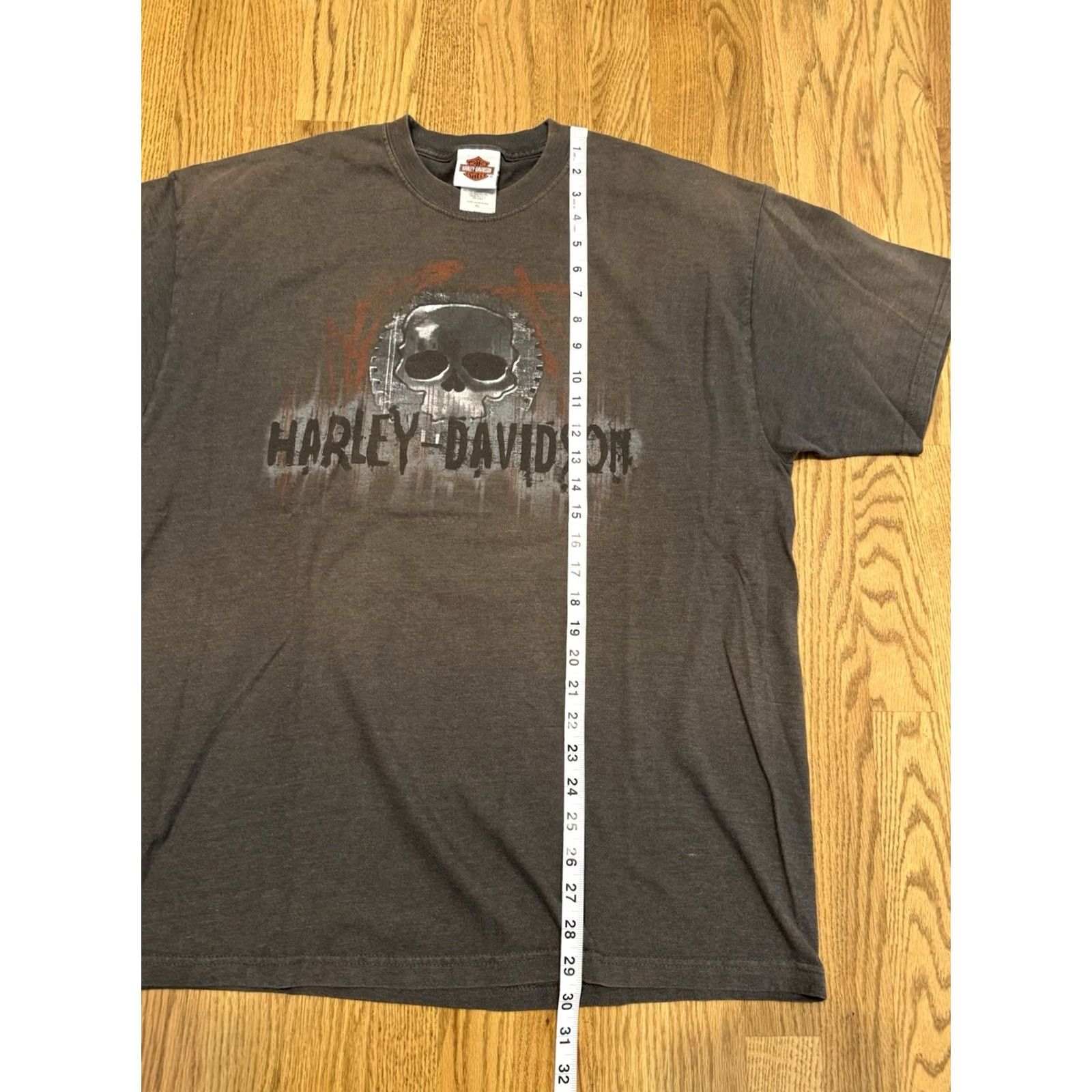 Harley Davidson Harley-Davidson Shirt XL Gray Skeleton Skull Double-Sided Vtg USA Men Crew Neck Short Sleeve Midwest Chicago Size US XL / EU 56 / 4 - 4 Thumbnail