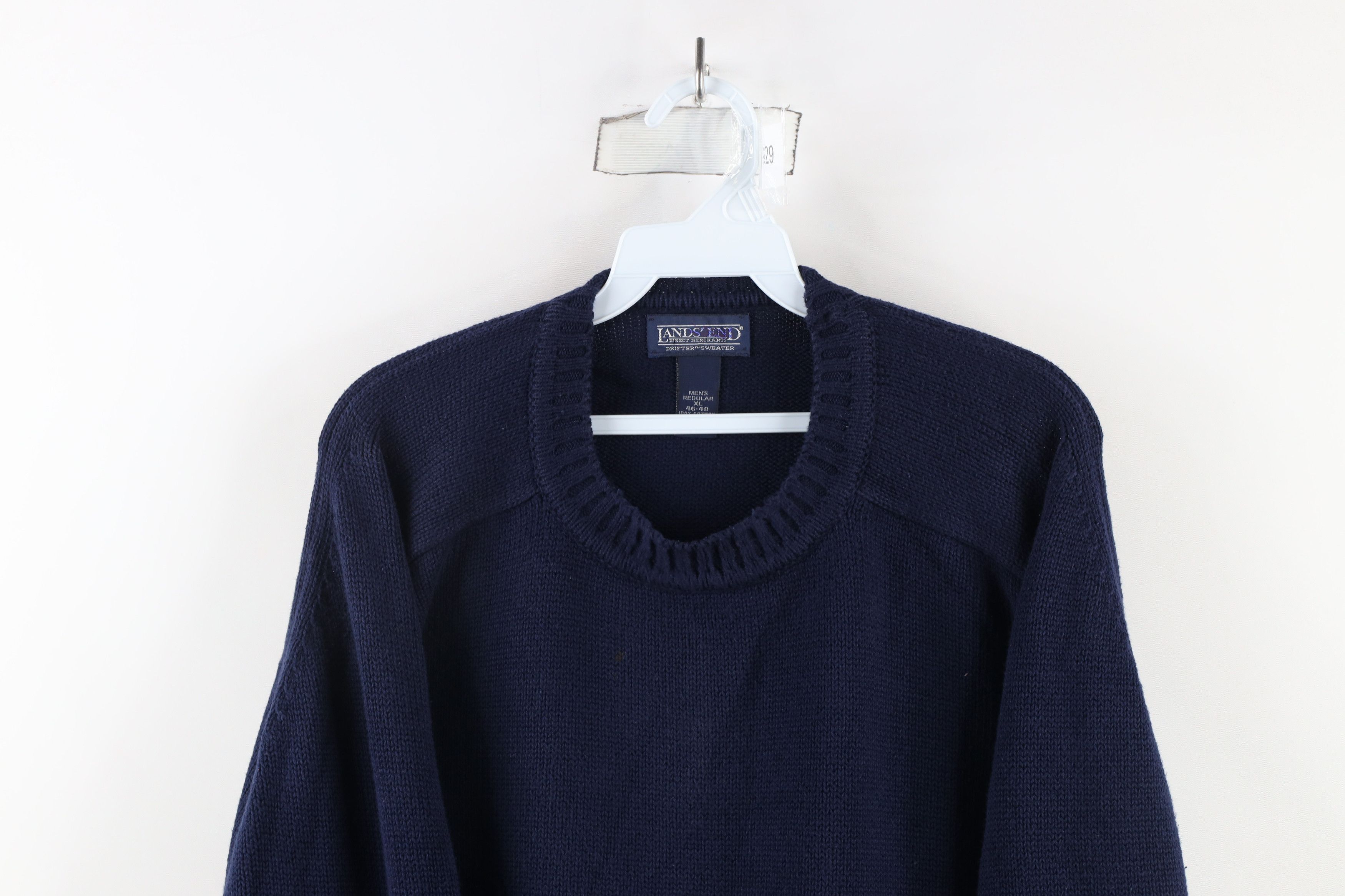 Lands' End × Vintage Vintage 90s Lands End Blank Cotton Knit Sweater Blue USA Size US XL / EU 56 / 4 - 2 Thumbnail