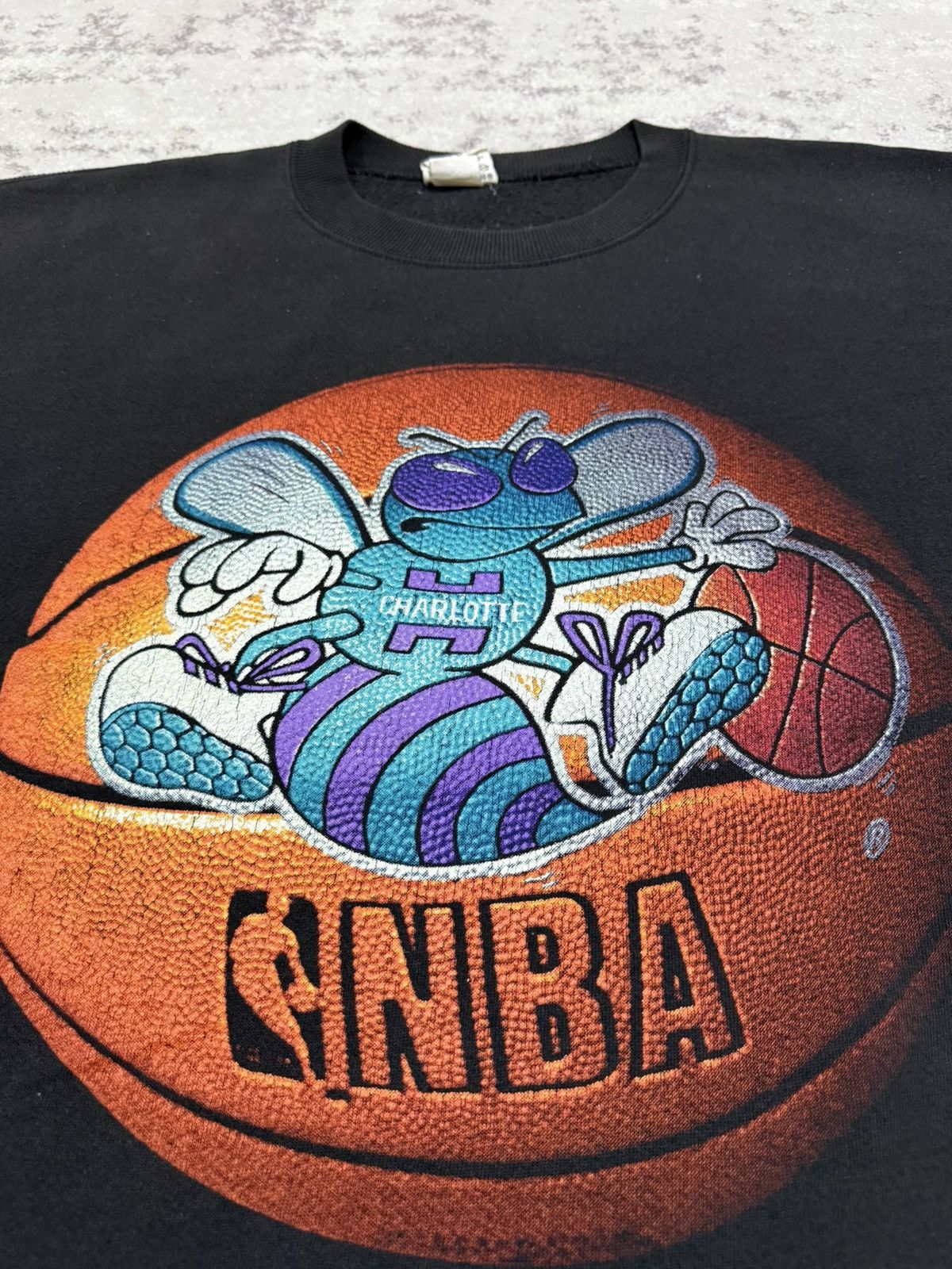 Nutmeg Vintage 90s Nutmeg Mill CharlotteHornets Crewneck Sweatshirt Size US XXL / EU 58 / 5 - 8 Thumbnail