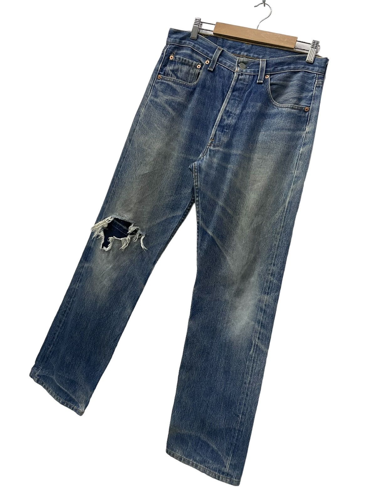 Levi's × Vintage Vintage 90s Levis 501 Japan Made Distressed Repaired Jeans Size US 30 / EU 46 - 3 Thumbnail