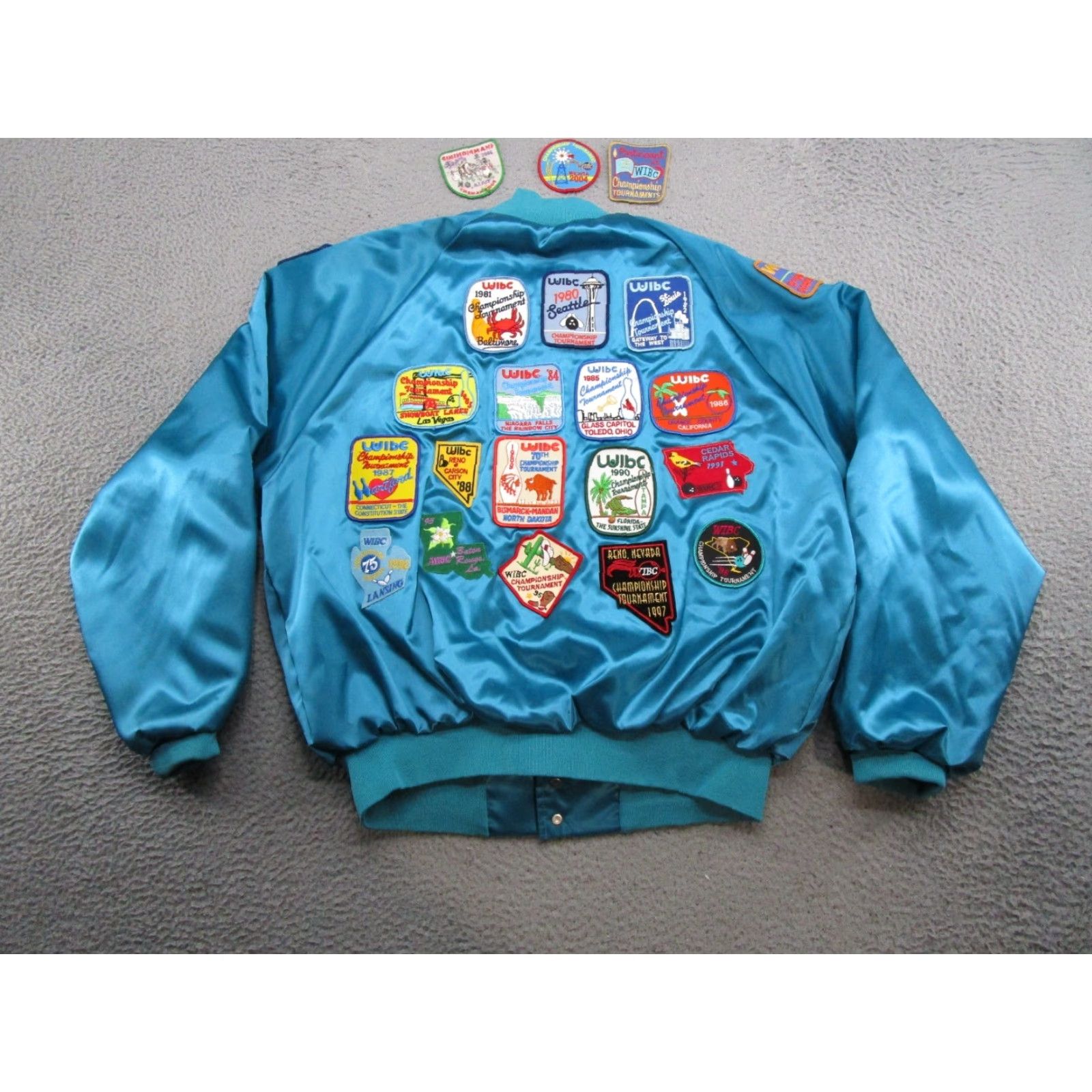 Vintage VINTAGE King Louie Satin Snap Up Bomber Jacket XL Blue Mens Size US XL / EU 56 / 4 - 7 Thumbnail