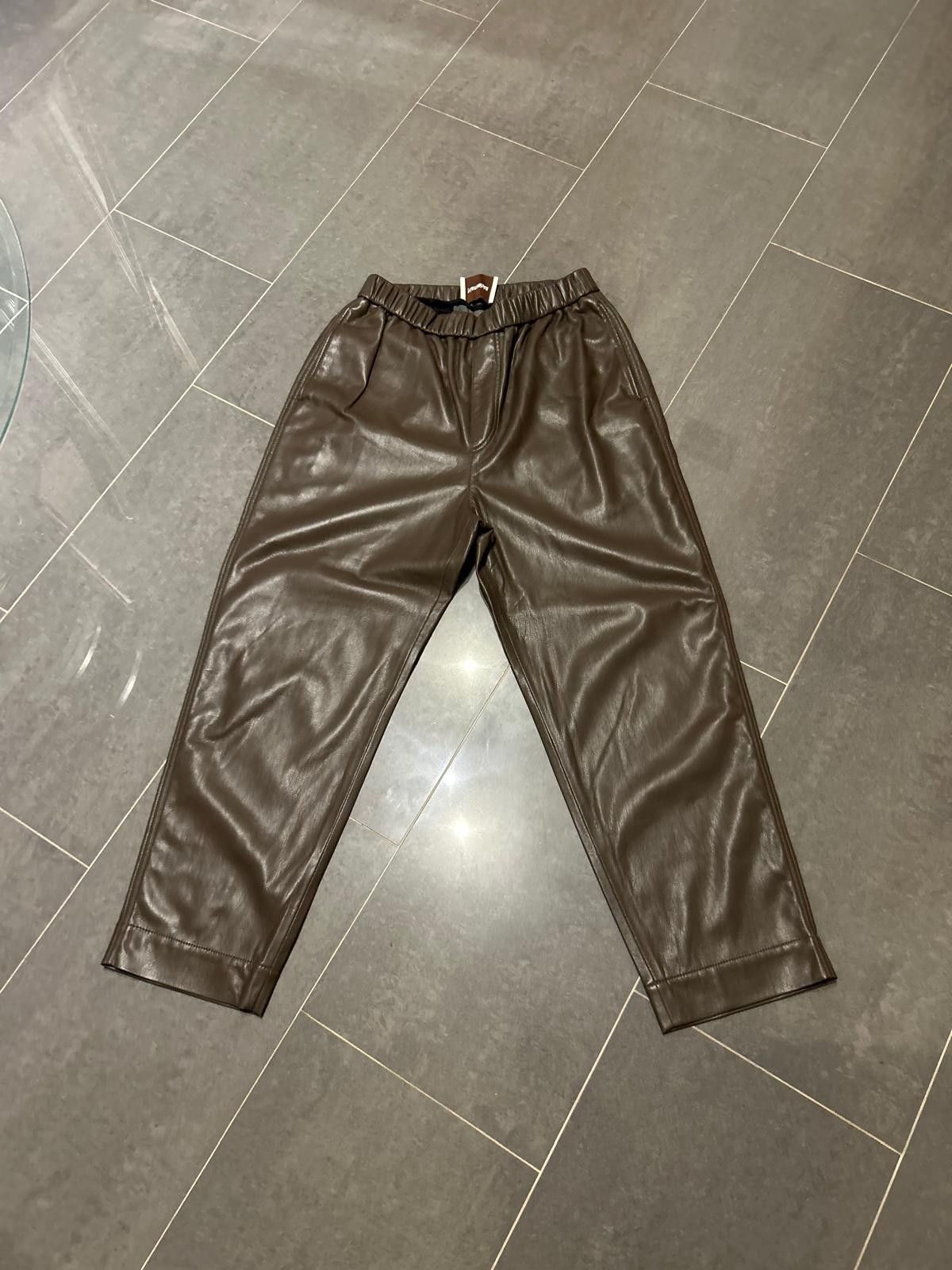 Nanushka Nanushka Brown Faux Leather Regular Fit Trousers Size US 32 / EU 48 - 1 Thumbnail