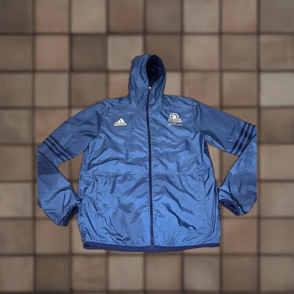 Adidas adidas Jacket Men M Blue Boston Marathon John Hancock 2017 Windbreaker Zip Hooded Full Zip Pockets Size US M / EU 48-50 / 2 - 1 Thumbnail