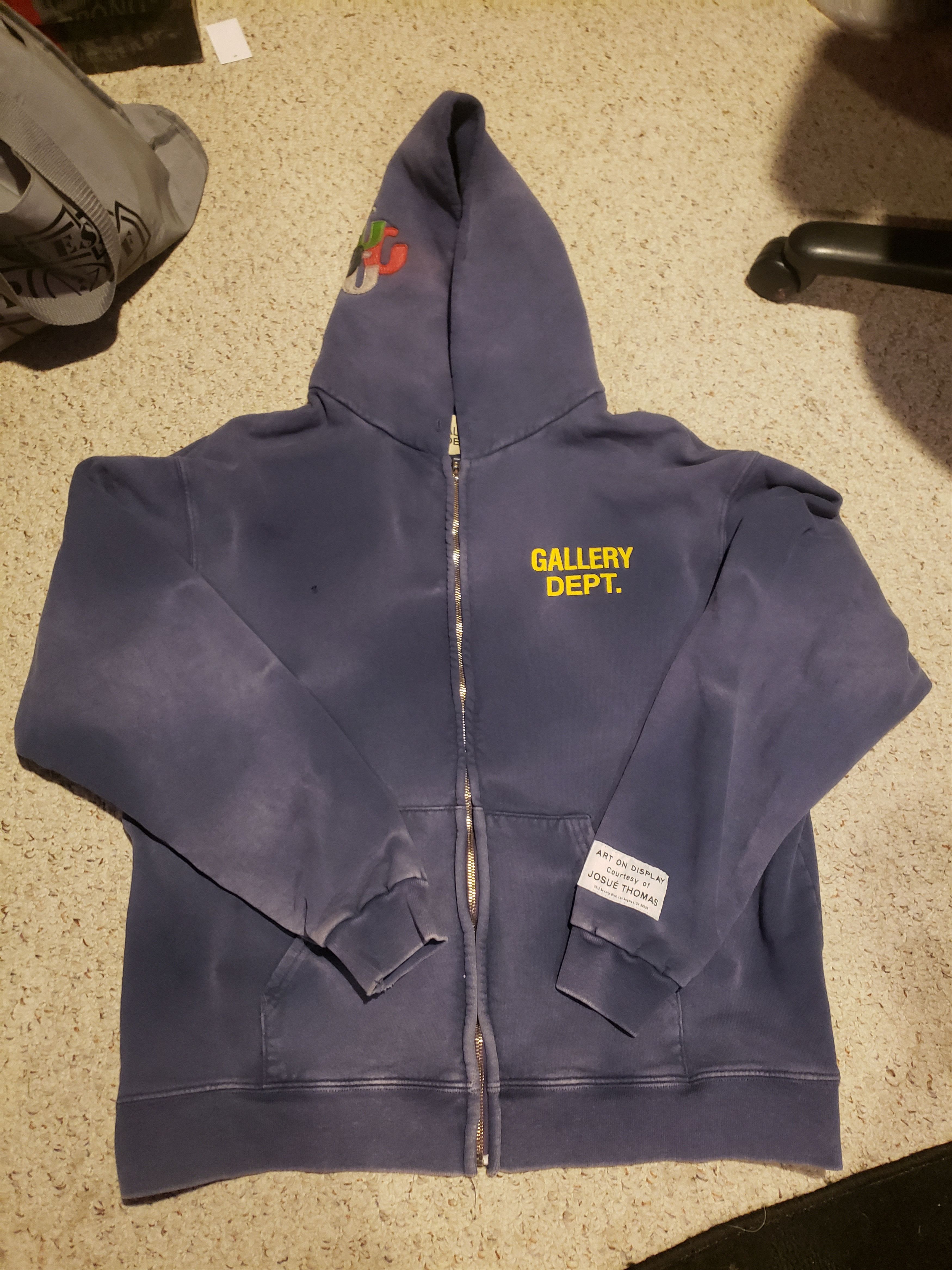 image of Gallery Dept. Sunfaded Zip-Up Hoodie in Navy Blue, Men's (Size XL)