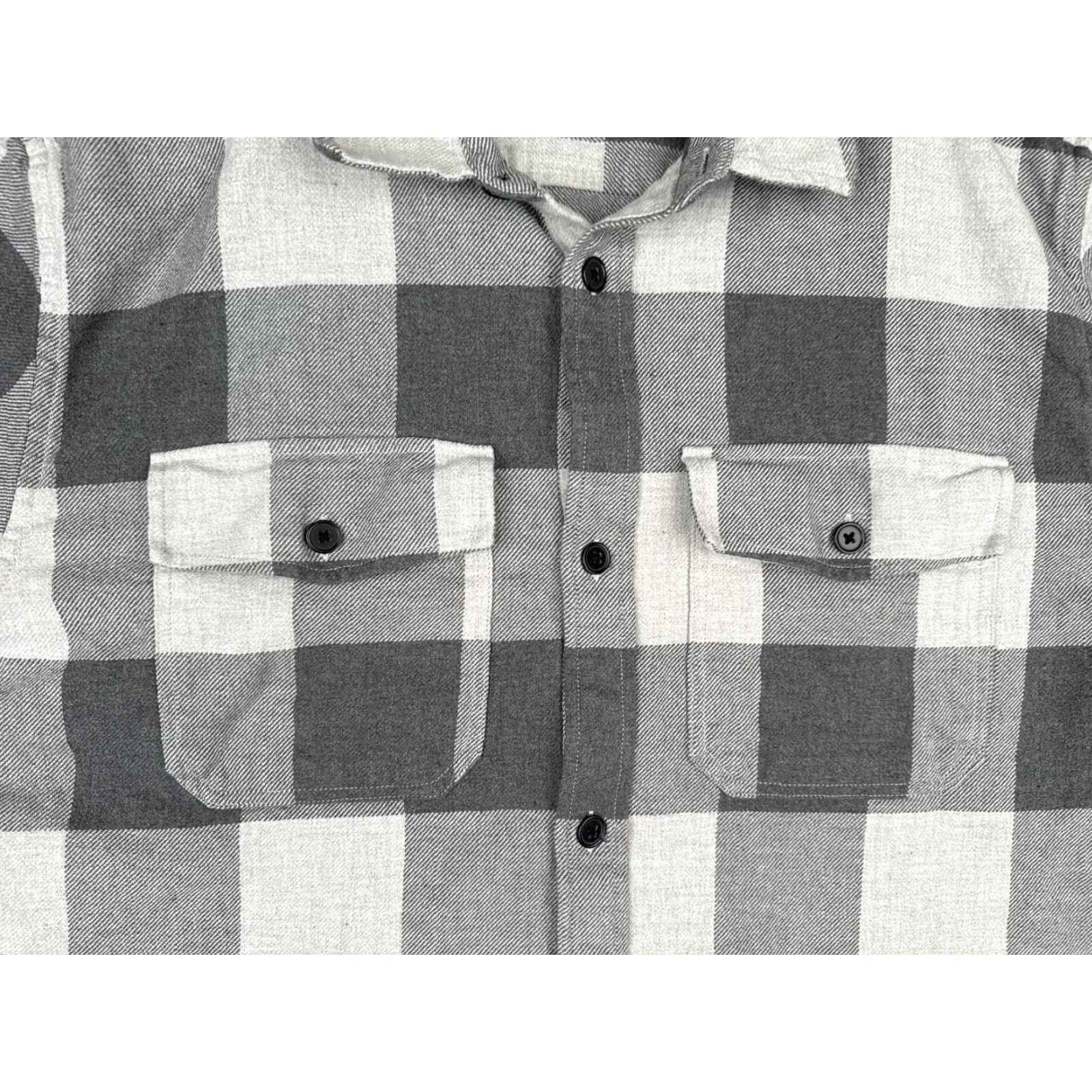 H&M H&M Shirt Men 2XL Gray White Plaid Flannel Button-Up Pockets Wool Blend Casual Workwear Mid Weight 3-Pocket Button Up Mens Size US XXL / EU 58 / 5 - 6 Thumbnail