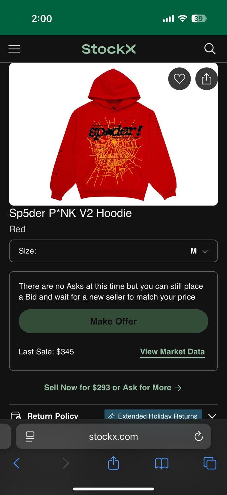 Sp5der SP5DER PUNK V2 RED HOODIE Size US M / EU 48-50 / 2 - 9 Thumbnail