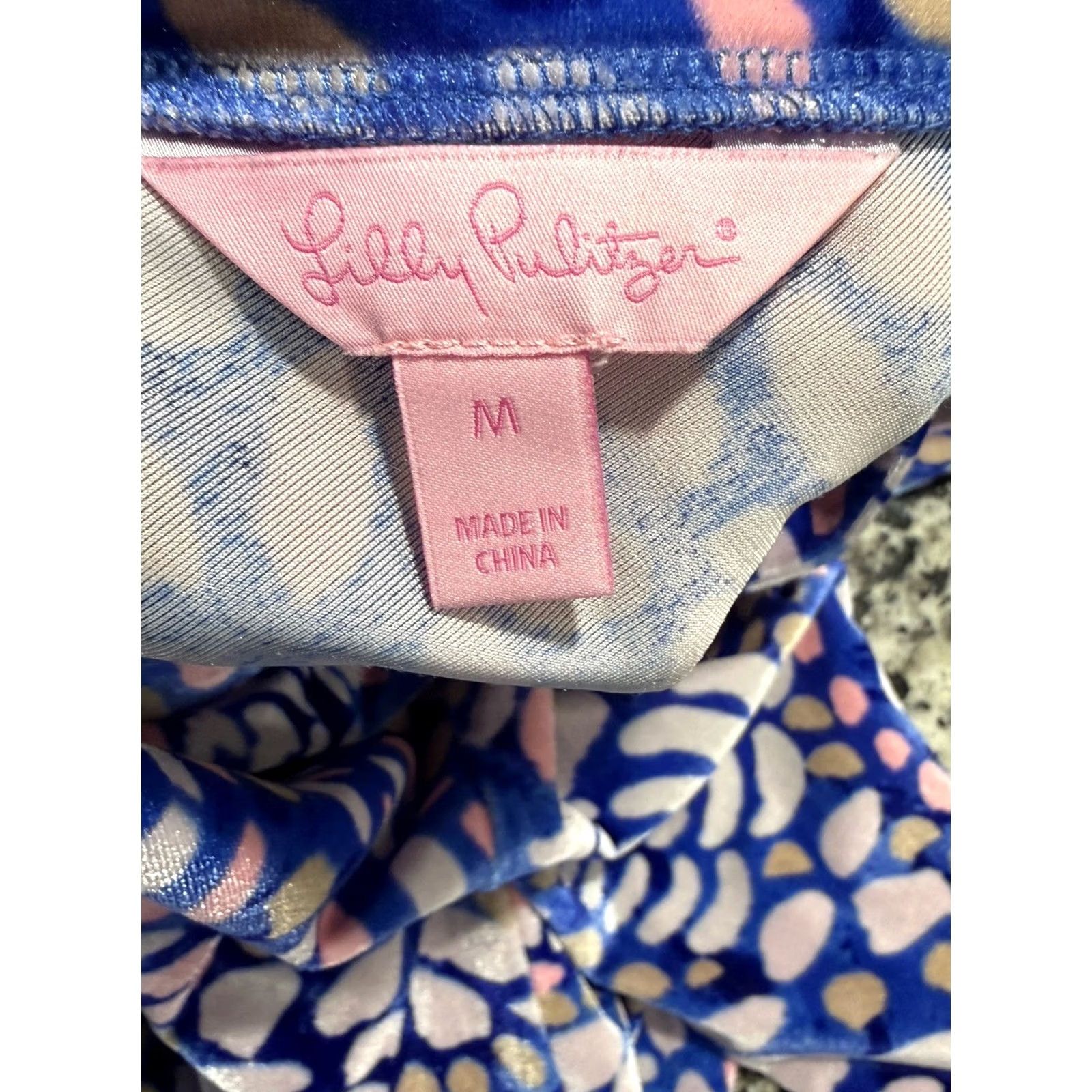 Lilly Pulitzer VINTAGE Lilly Pulitzer Velour Olive Dress Beckon Blue Sparkling Grotto Sz Medium EUC Size M / US 6-8 / IT 42-44 - 6 Thumbnail