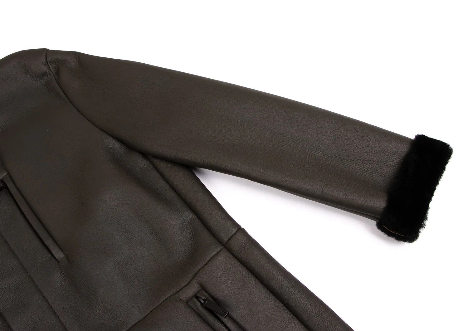 Armani Collezioni Lamb Leather Shearling Coat in Brown Black Size 54 Size US XXS / EU 40 - 7 Thumbnail