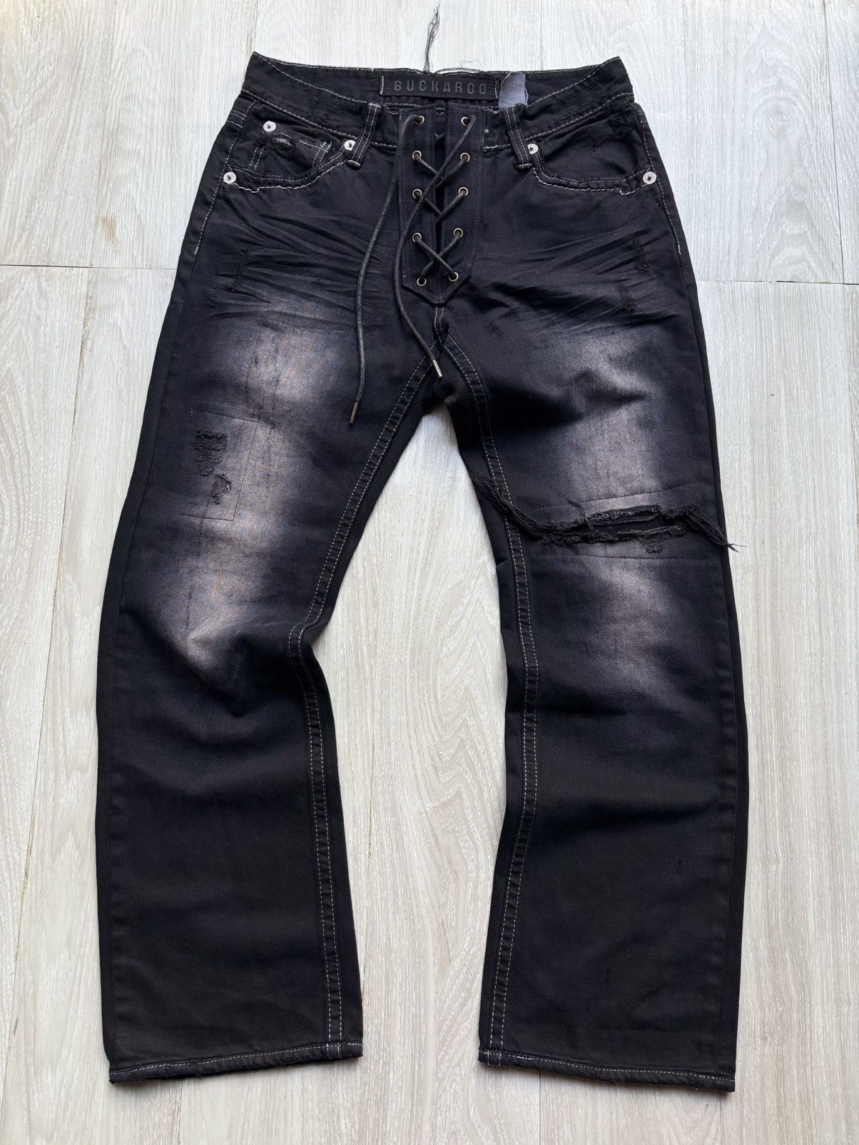 Japanese Brand Buckaroo lace-up baggy jeans Size US 30 / EU 46 - 1 Thumbnail