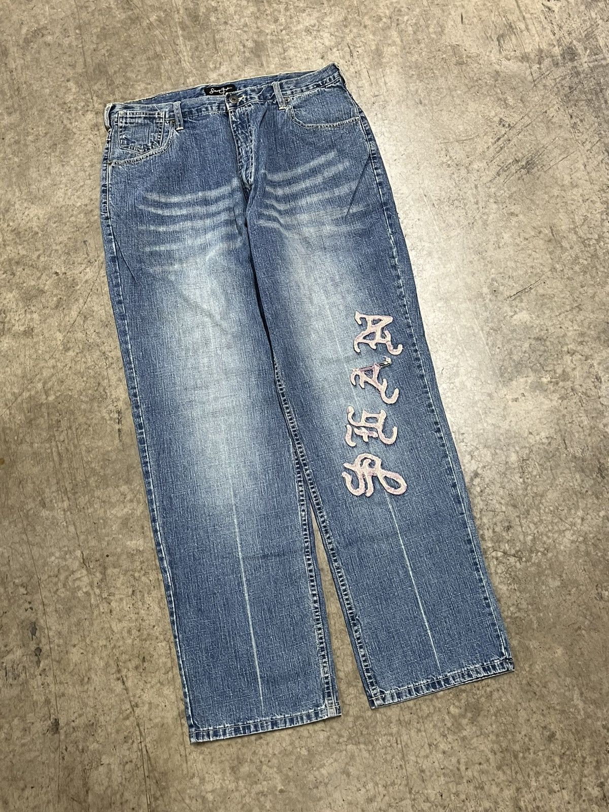 Sean John × Vintage Y2K baggy fit Sean John denim faded skater streetwear hype Size US 34 / EU 50 - 2 Thumbnail