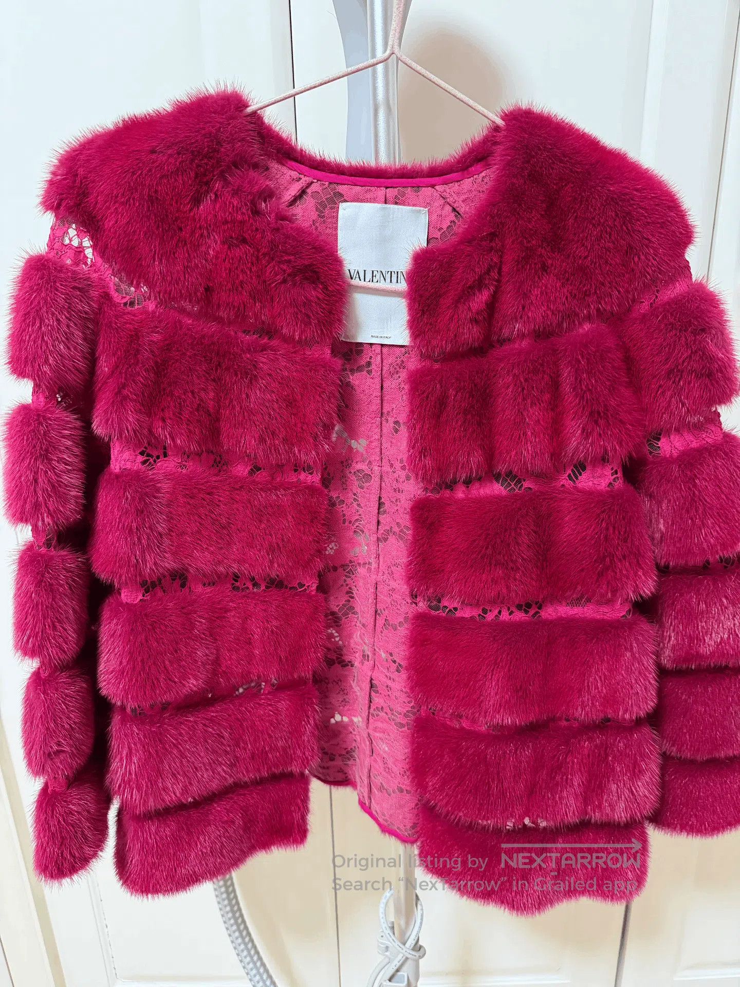 Valentino Valentino Burgundy Mink Coat with Lace. Size S / US 4 / IT 40 - 2 Thumbnail
