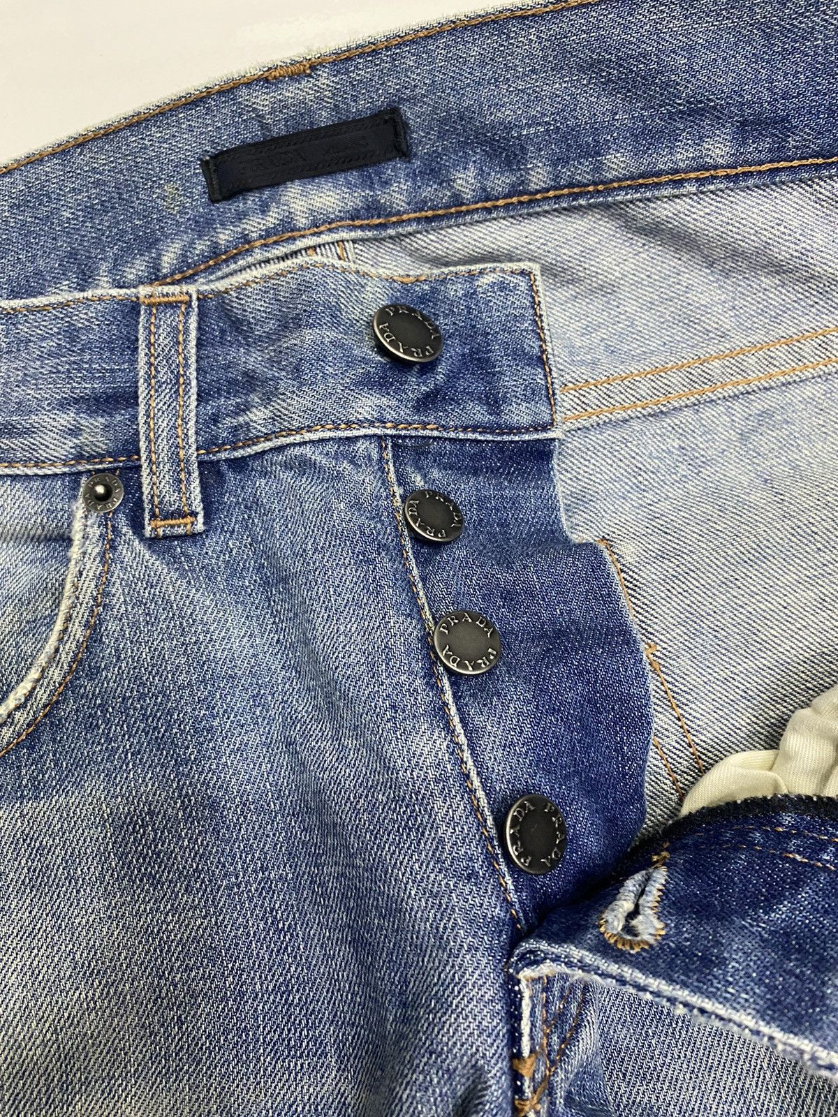 Prada 🔥VINTAGE PRADA DISTRESSED DENIM TAPERED LEG Size US 29 - 13 Thumbnail