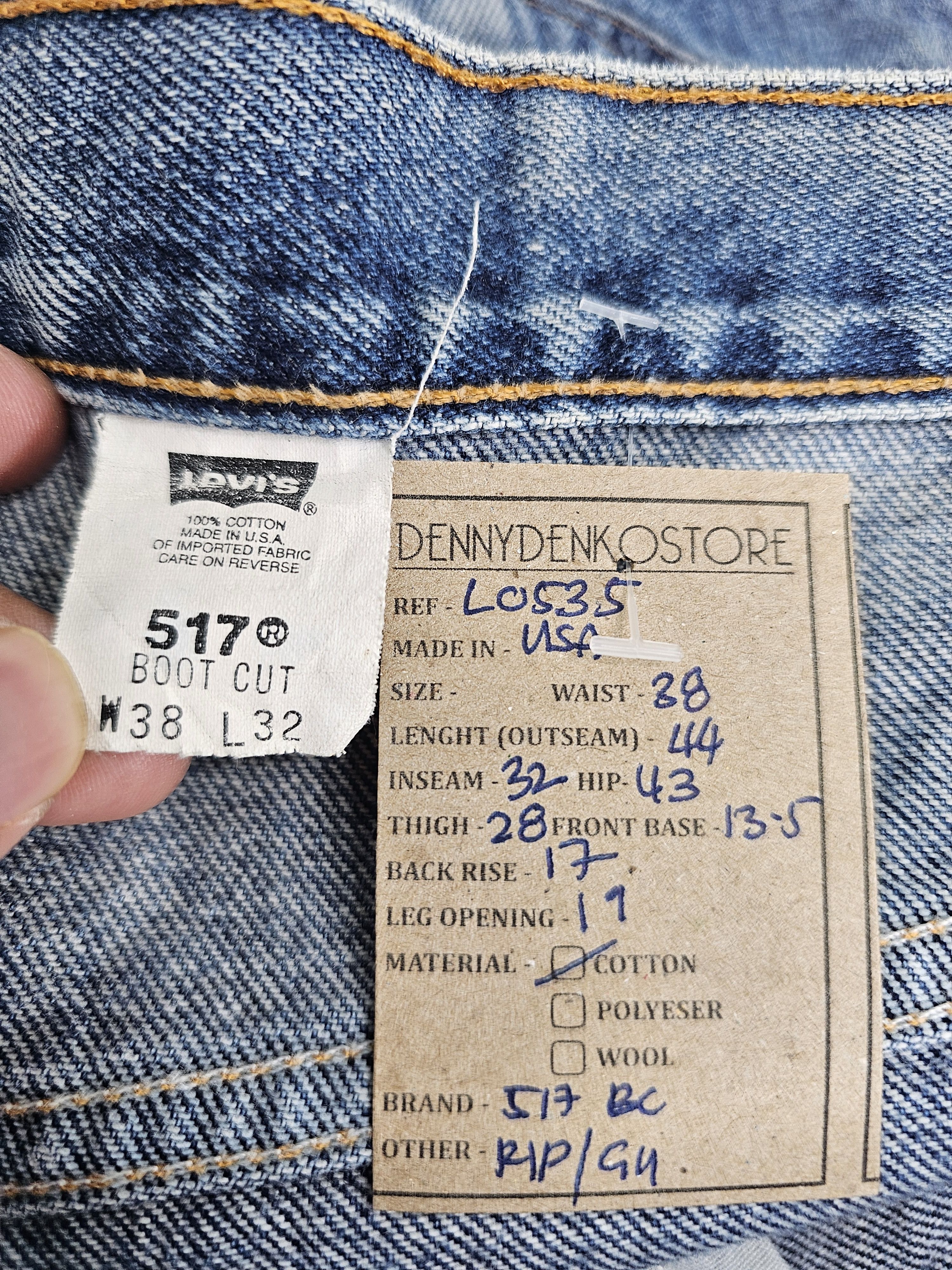 Levi's Vintage Clothing Vtg LEVIS 517 Boot Cut Flare Made In USA Ripped Jeans L0535 Size US 38 / EU 54 - 19 Thumbnail