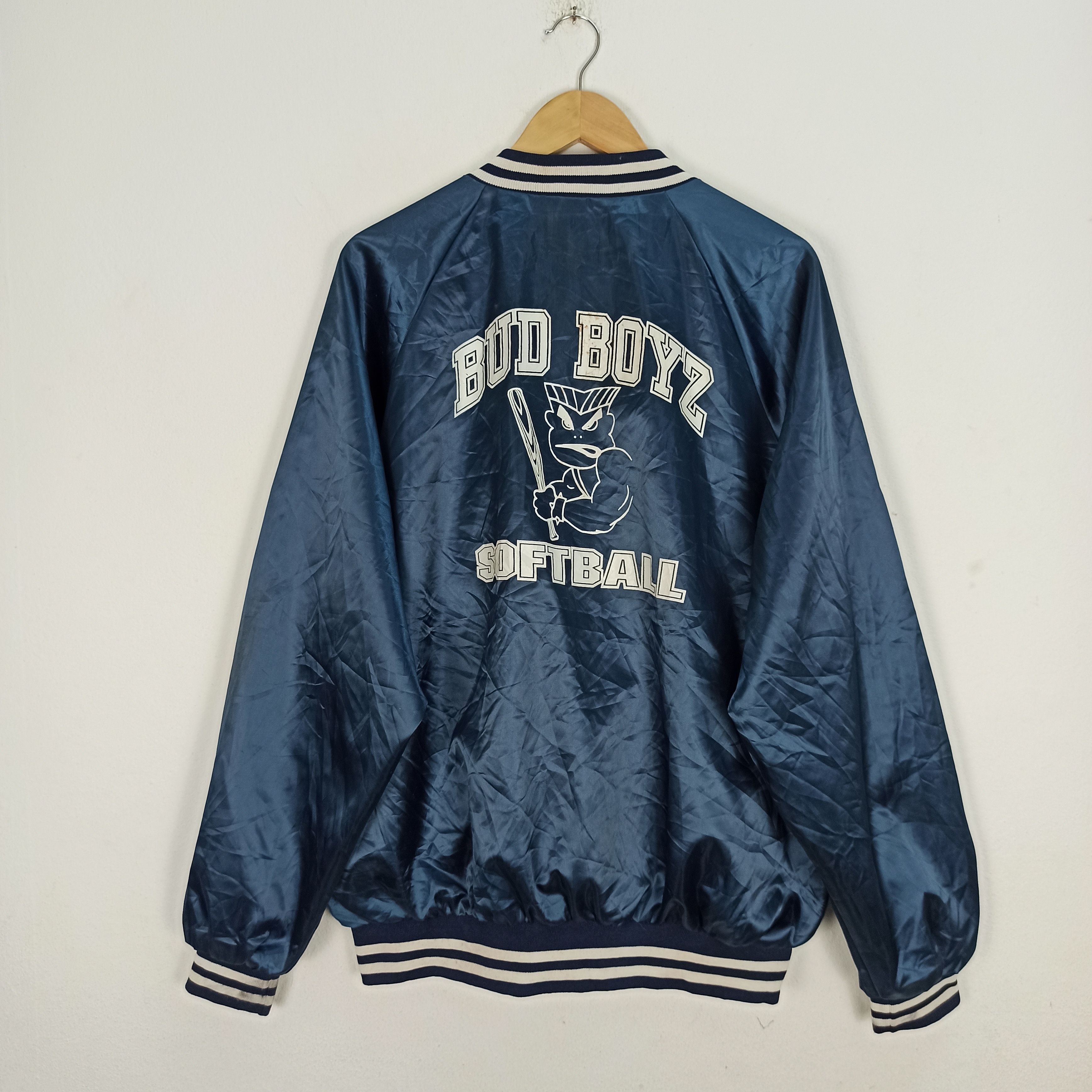 Vintage Vintage BUD BOYZ SOFTBALL Nylon Bomber Jacket Size US XL / EU 56 / 4 - 1 Thumbnail