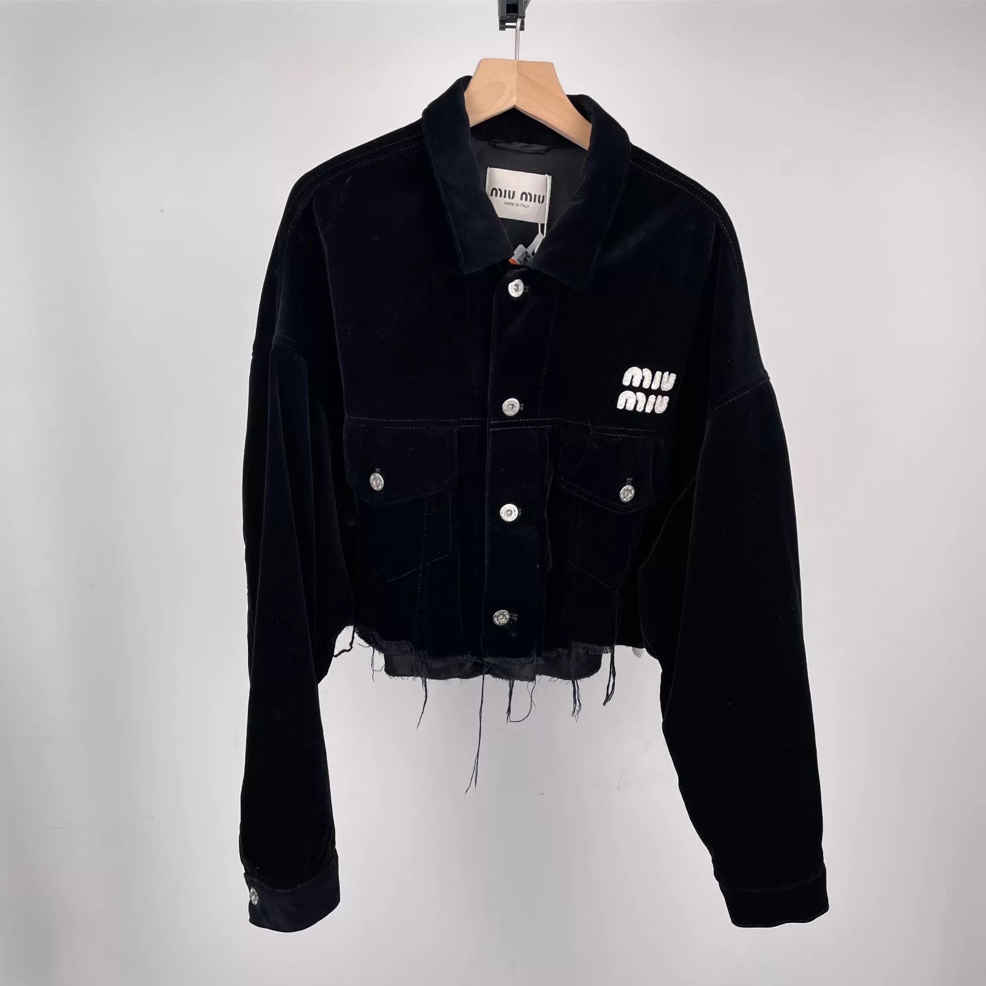 Miu Miu MIU MIU Women's Corduroy Black Jacket 36 Size XS / US 0-2 / IT 36-38 - 1 Thumbnail