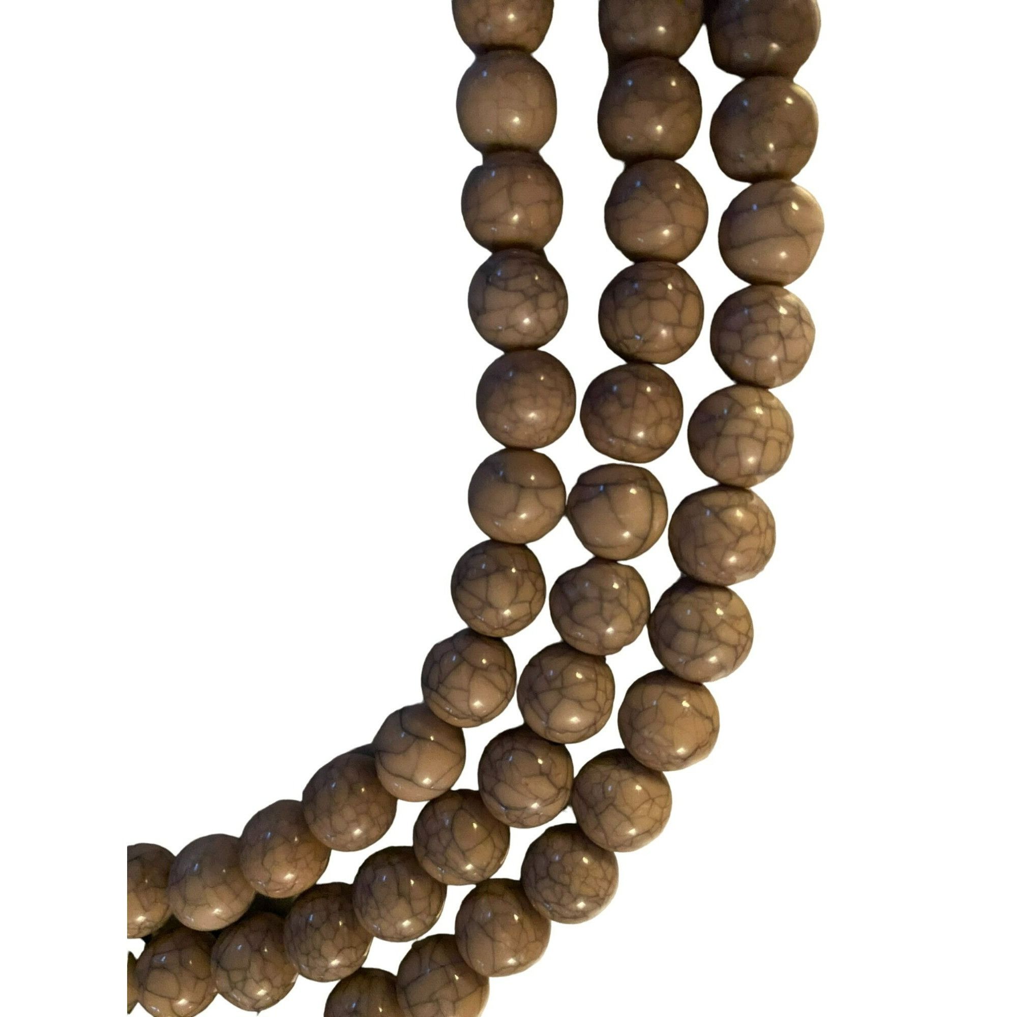 Other Triple Strand Brown Beaded Necklace With Turquoise & Crystal Size ONE SIZE - 3 Thumbnail