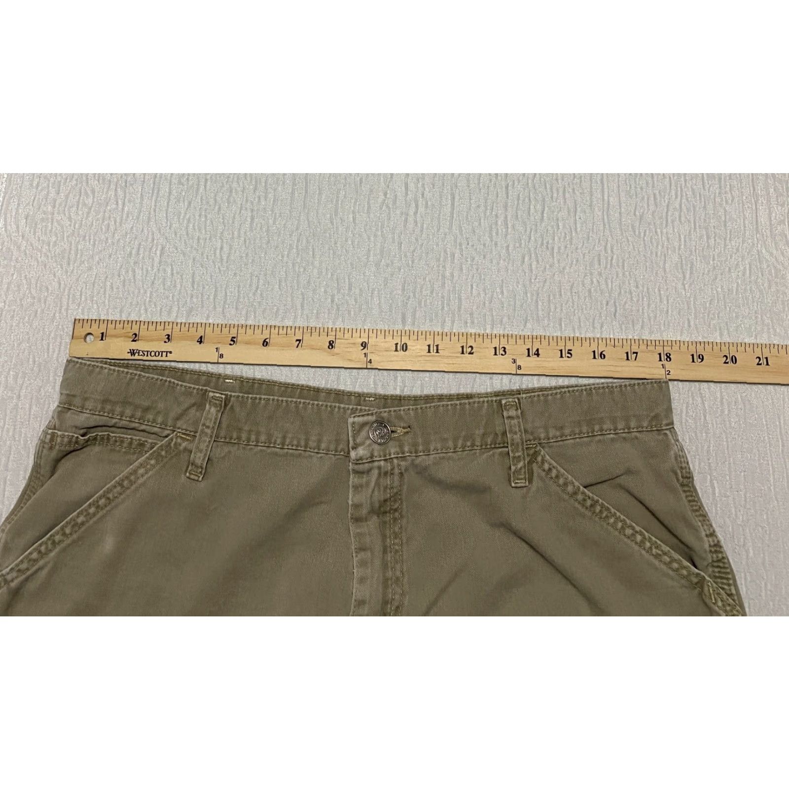 Wrangler VINTAGE Wrangler Carpenter Pants Mens 36x30 Beige Slim Relaxed Regular Straight Cotton Knit Logo Pockets Workwear Casual Travel 94OR0BH Size US 36 / EU 52 - 4 Thumbnail