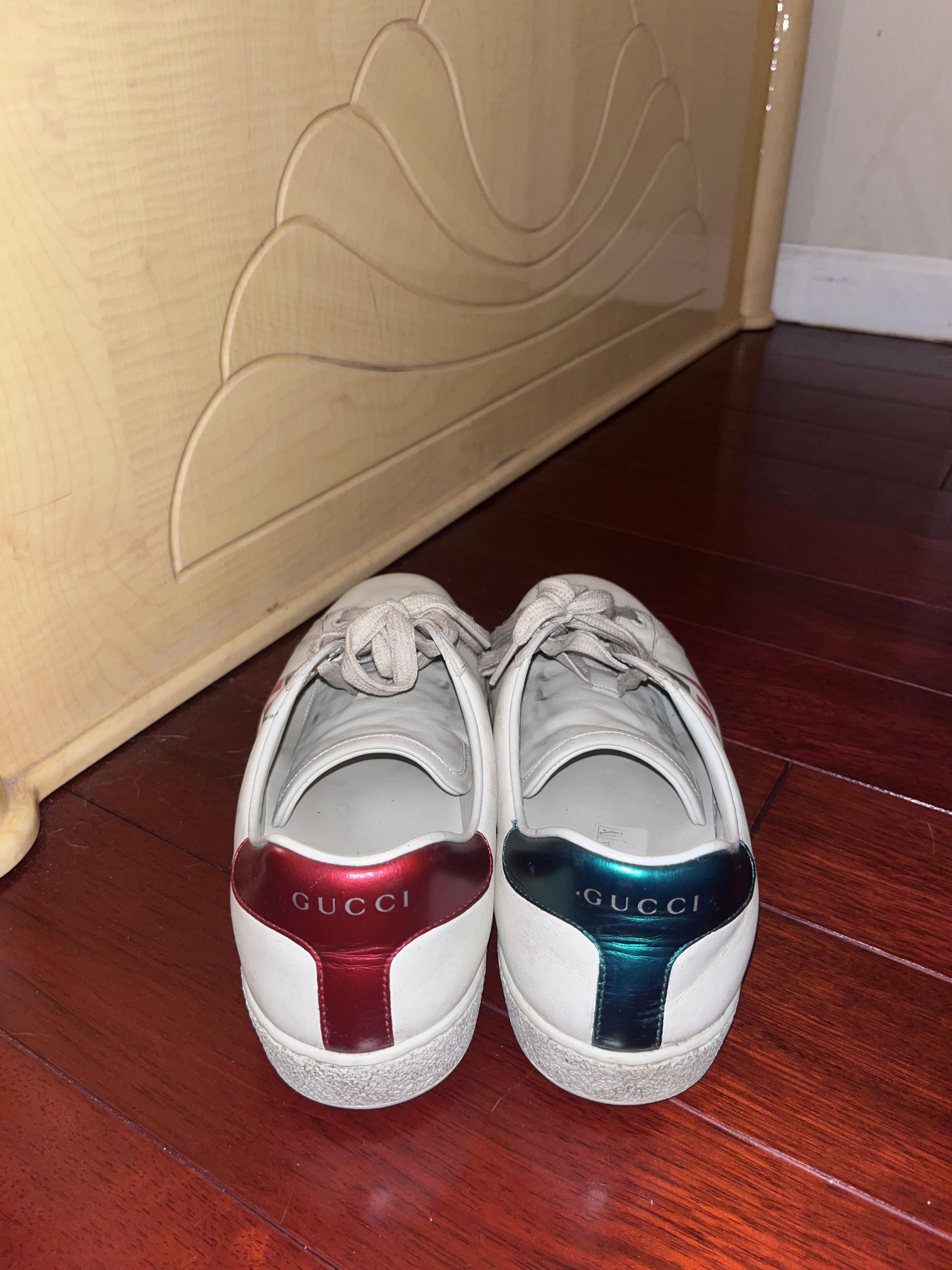 Gucci Gucci Men's Ace Distressed Leather Low-Top Sneaker Size US 8.5 / EU 41-42 - 5 Thumbnail