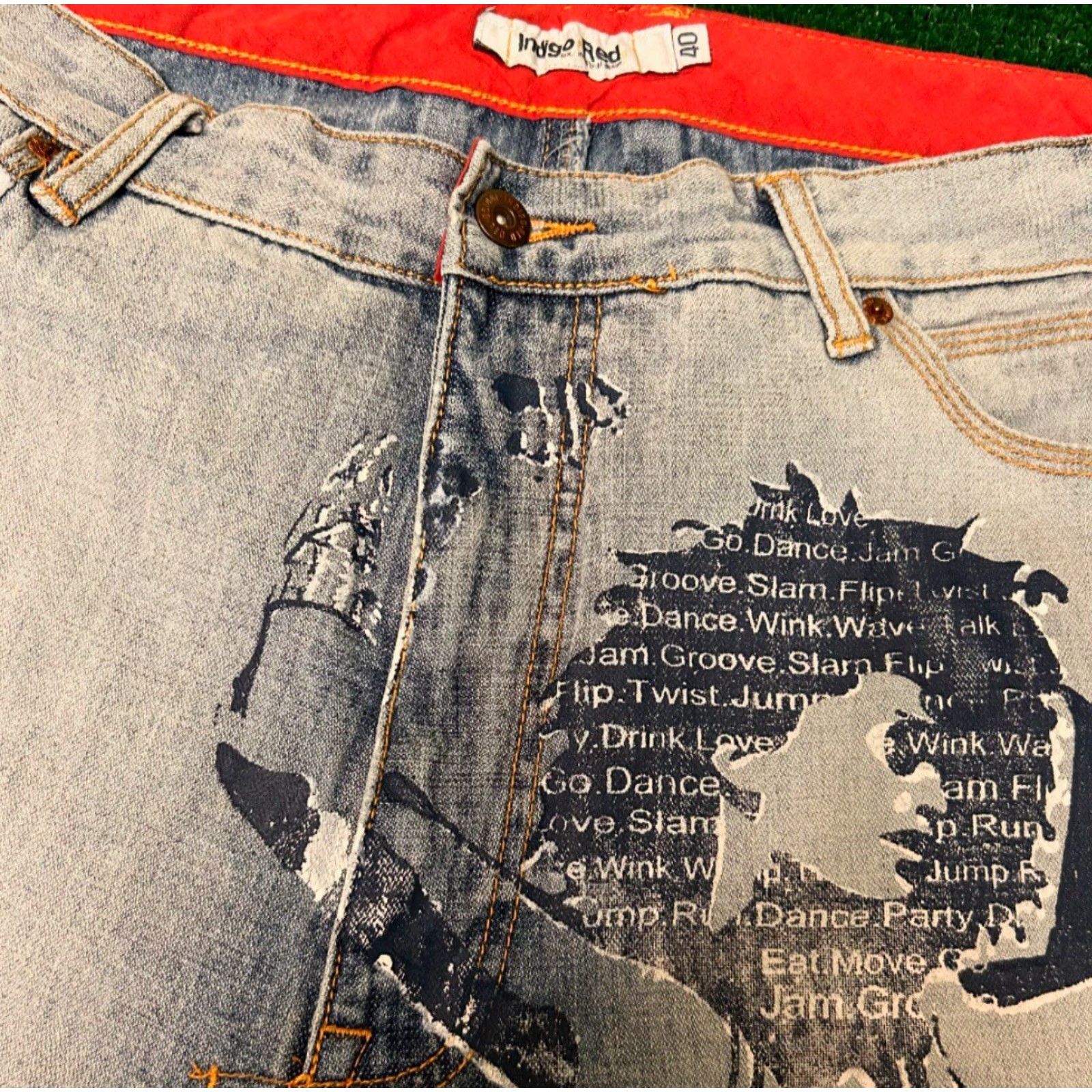 Vintage VINTAGE Indigo RED Playaz Baggy Skater Grunge Jeans VTG Mens 40 Hip Hop Wide-Leg 40x32 Men Size US 40 / EU 56 - 4 Thumbnail