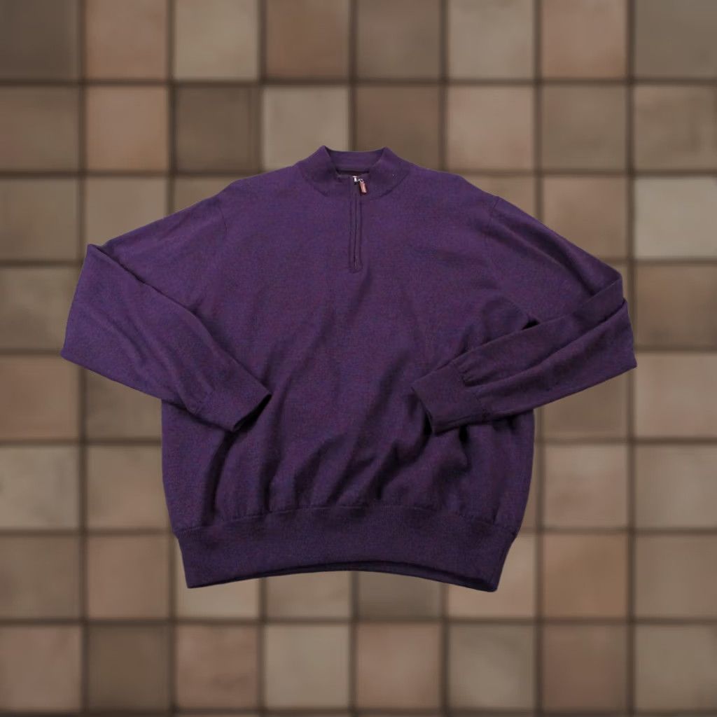 Peter Millar Peter Millar Jacket Mens L Purple Merino Wool Performance Golf Stretch Pullover Size US L / EU 52-54 / 3 - 1 Thumbnail