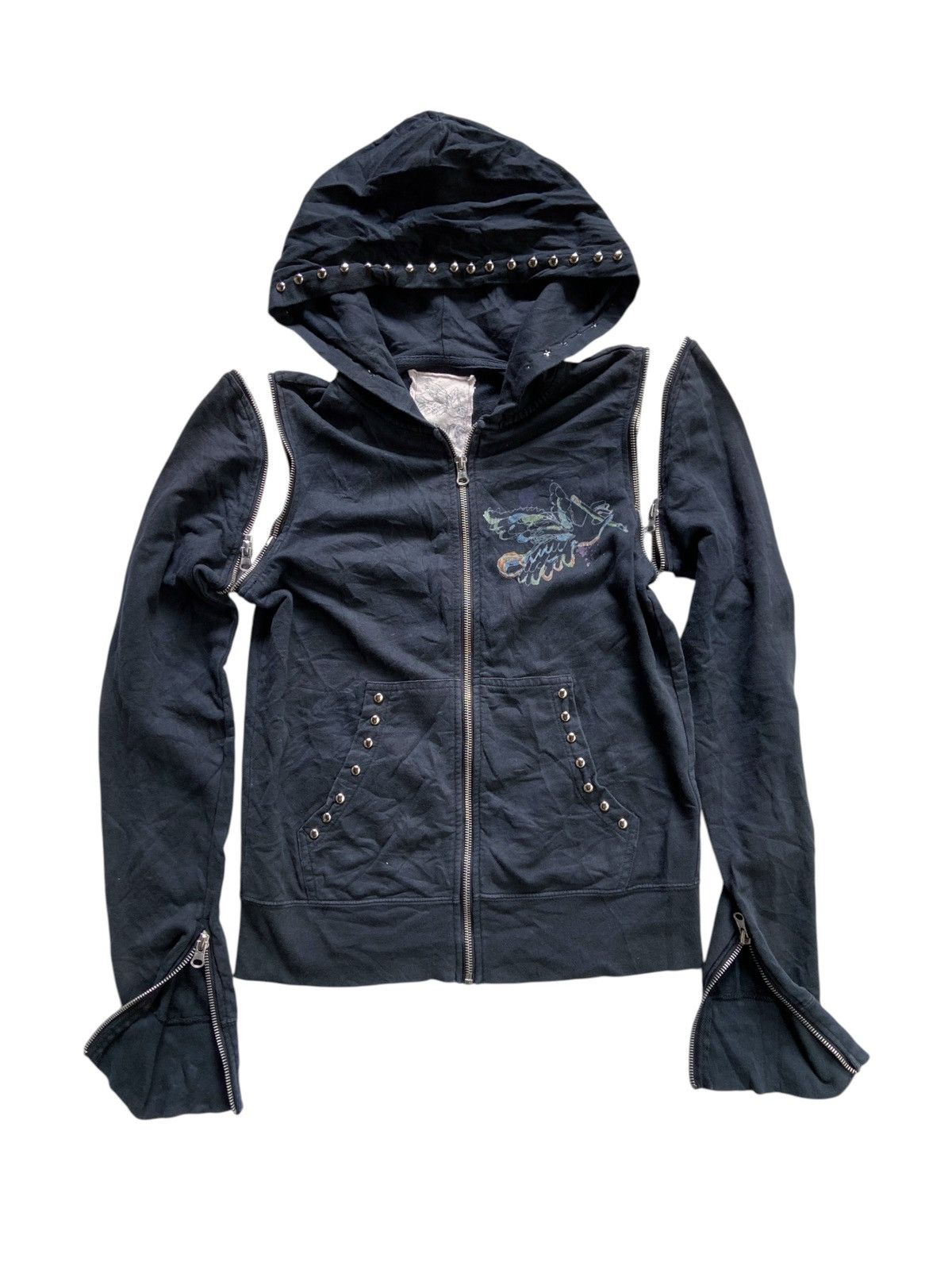 LEVI'S MULTI ZIPPER PUNK SUN FADED STYLE ZIP HOOODIE