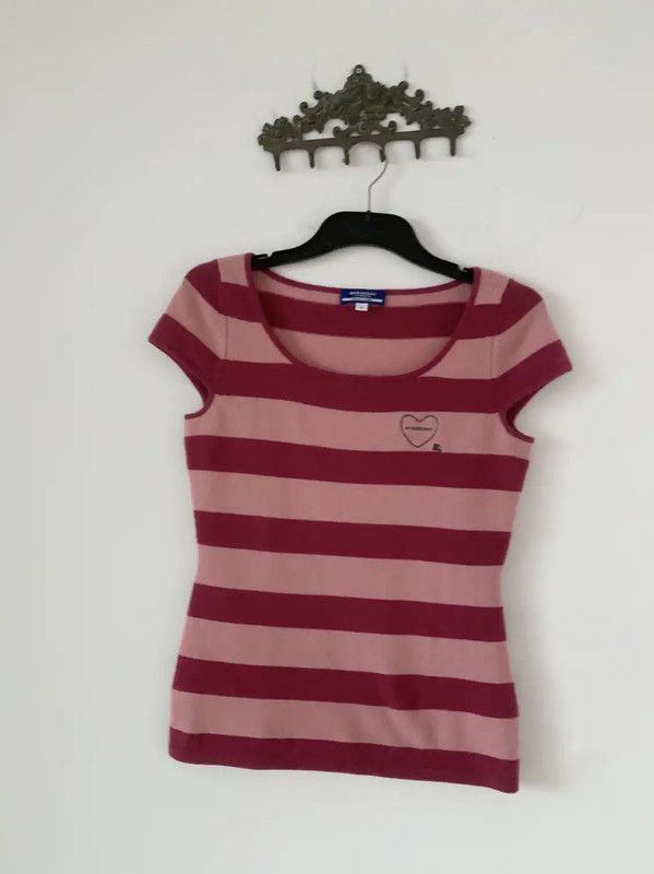 Burberry Burberry Pink Striped Wool Blend Women's T-Shirt Size M / US 6-8 / IT 42-44 - 1 Thumbnail