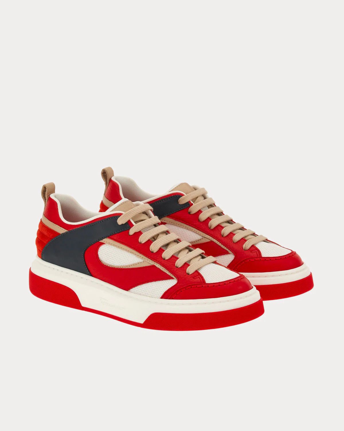 Salvatore Ferragamo o1s1rm0724 Leather Low-Top Sneakers in Red/White Size US 6 / EU 39 - 3 Thumbnail