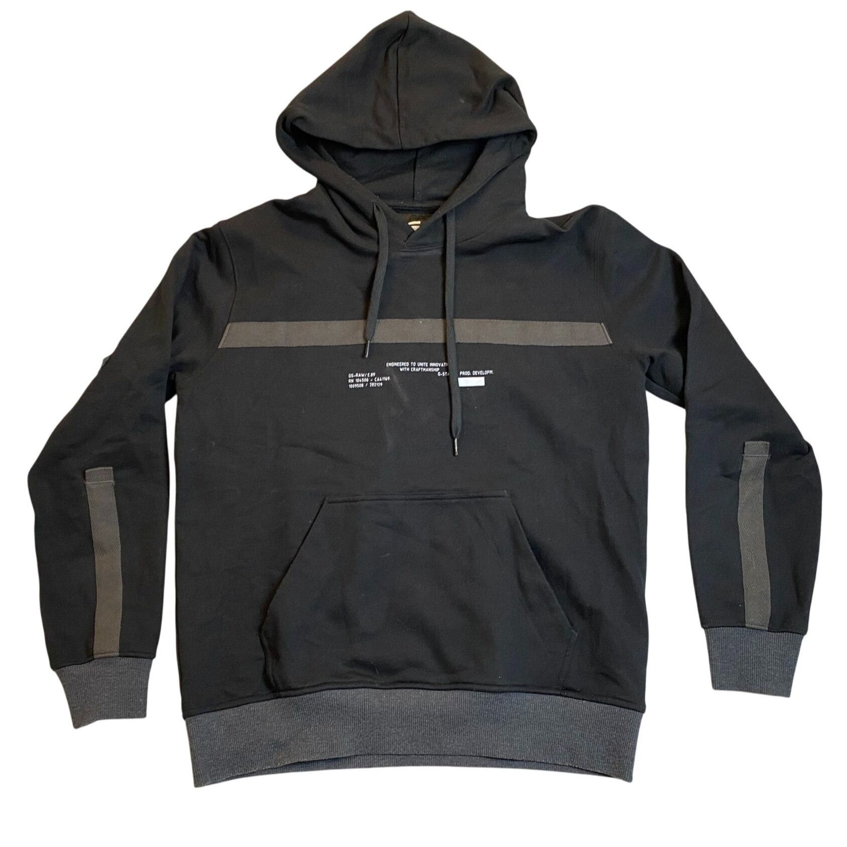 G-Star G-Star Raw Mens Black Hoodie Large With Grey Stripes & Text Size US L / EU 52-54 / 3 - 1 Thumbnail