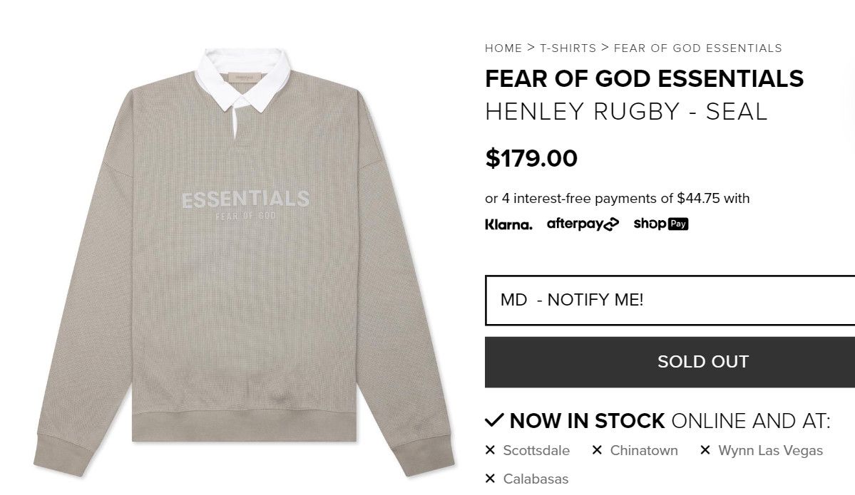 FOG Fear of God Essentials Waffle Henley Rugby in Seal | Grailed