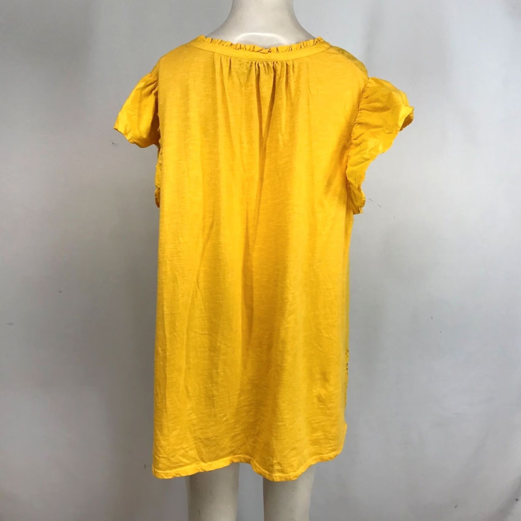 Vintage LANE BRYANT Yellow 100% Cotton V Neck Short Cap Sleeves Top Blouse Womens 14/16 Size XL / US 12-14 / IT 48-50 - 5 Thumbnail
