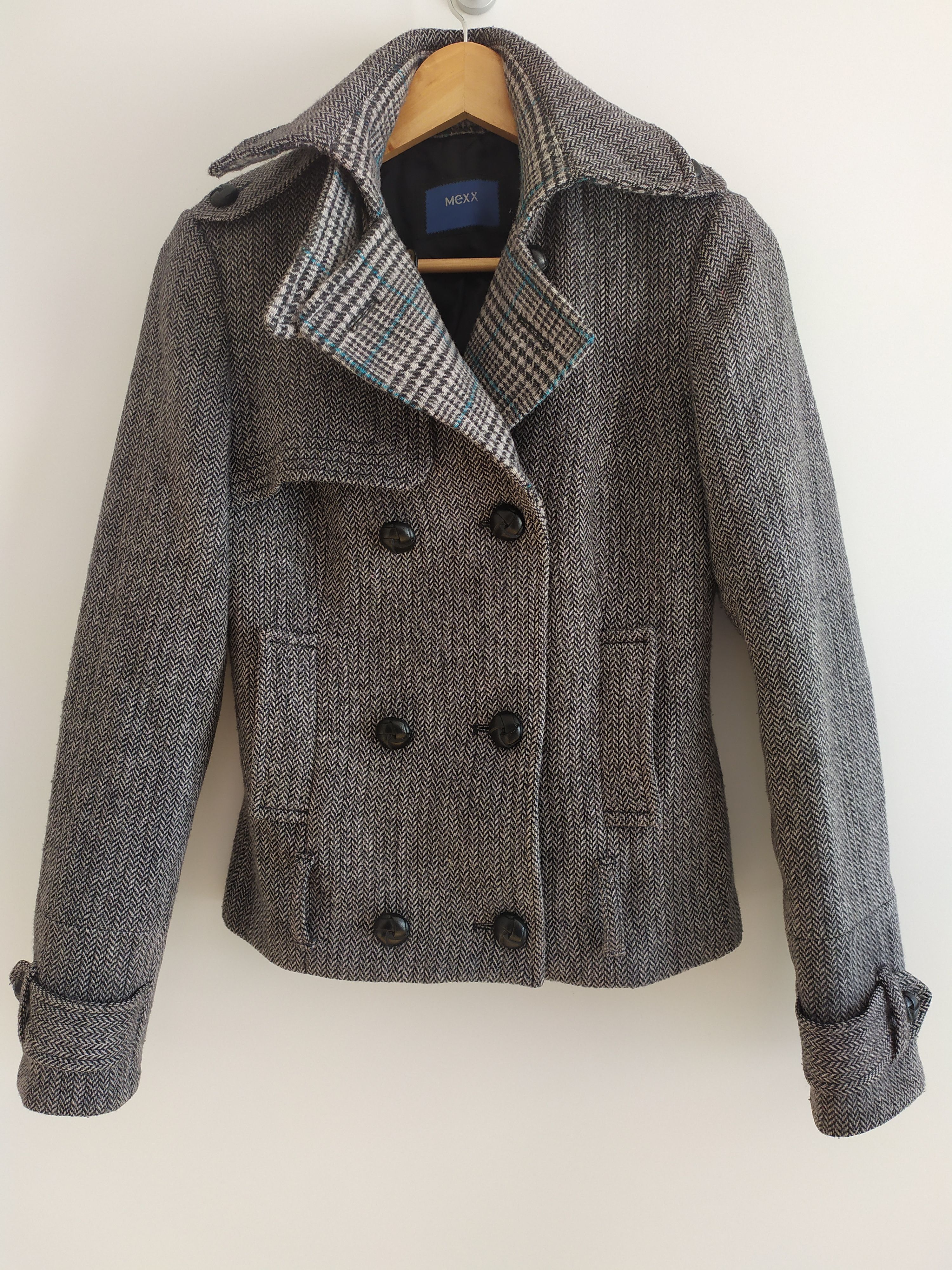 Mexx Ladies Herringbone short Tweed wool Coat for Women Size XXS / US 00 / IT 34 - 1 Thumbnail