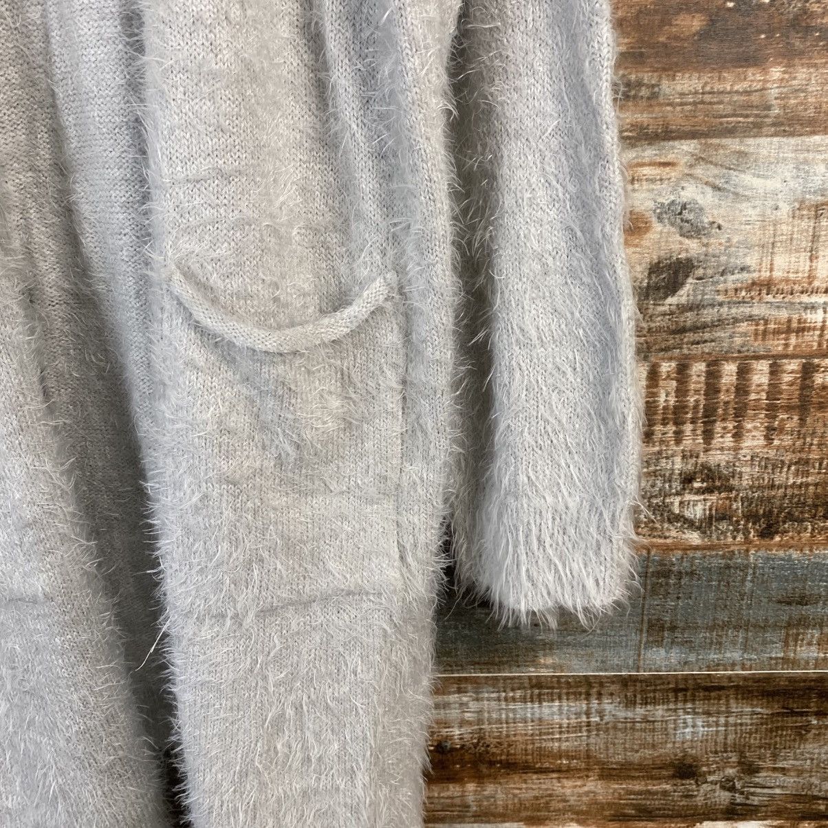 Homespun Knitwear DL Khalita Gray Cardigan Fur shaggy Knitwear #C1095 Size XL / US 12-14 / IT 48-50 - 8 Thumbnail