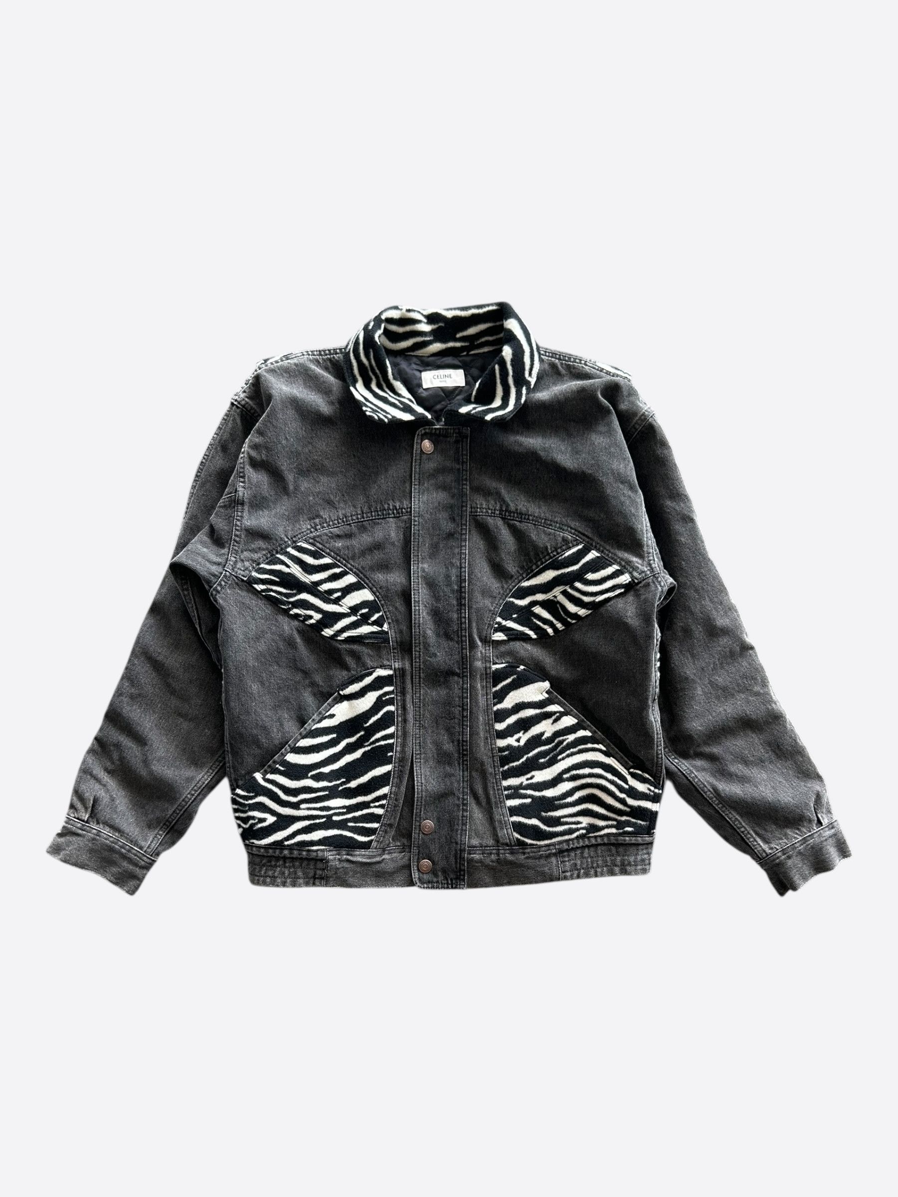 Celine Celine Faded Black & Zebra Panel Denim Jacket Size US M / EU 48-50 / 2 - 1 Thumbnail