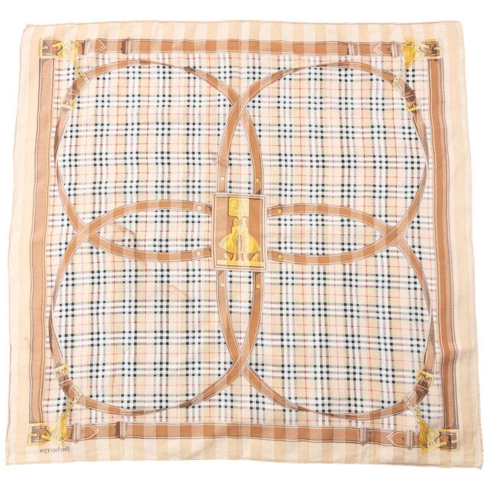 Burberry Vintage 90s Burberry Nova Check Buckle Print Silk Scarf Size ONE SIZE - 4 Thumbnail