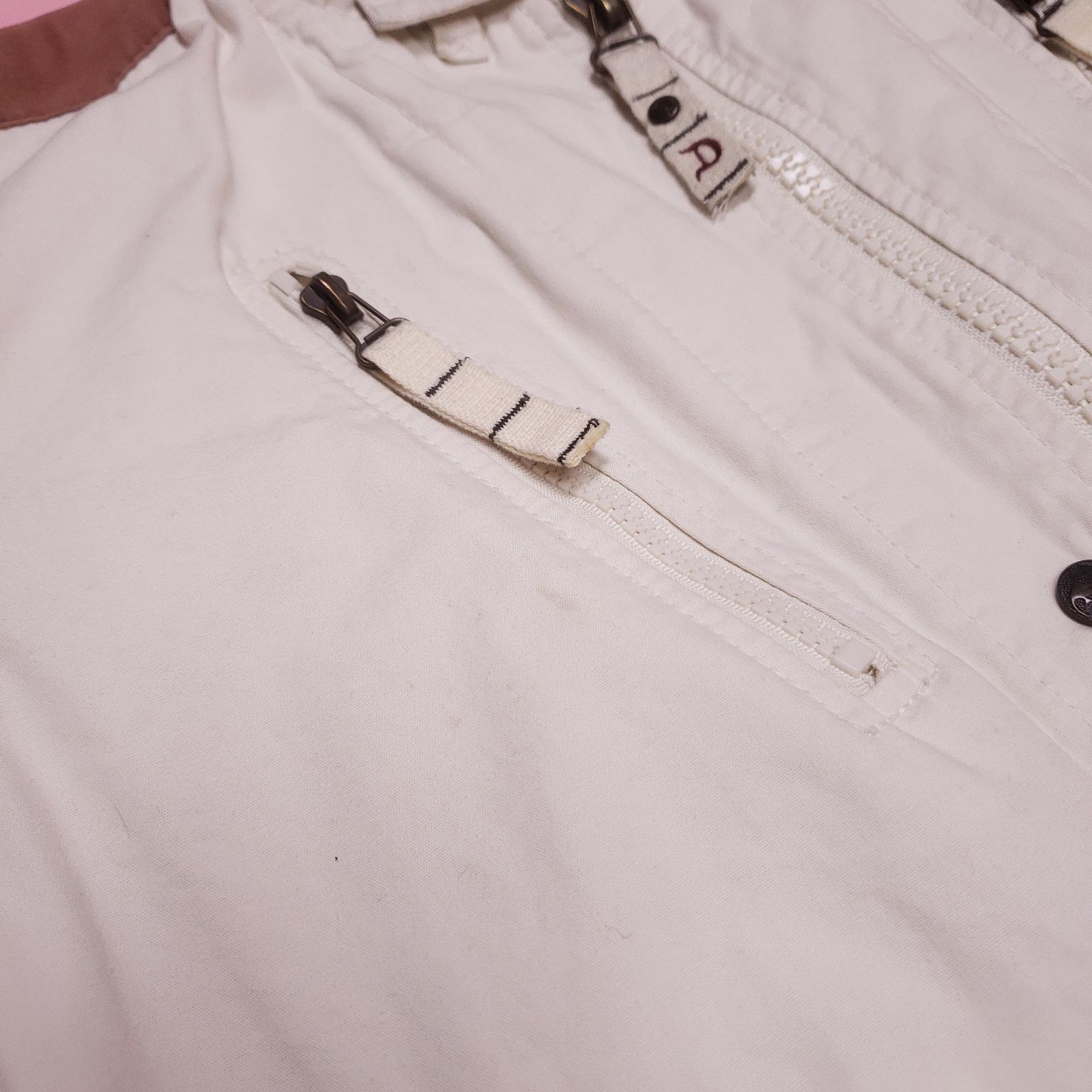 Diesel Vtg Diesel 90s white/ brown lightwght Mens racer jacket Size US L / EU 52-54 / 3 - 4 Thumbnail