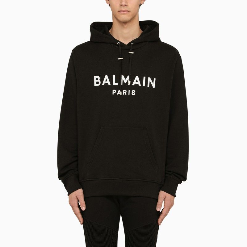 image of Balmain Black Hoodie With Logo, Men's (Size Medium)